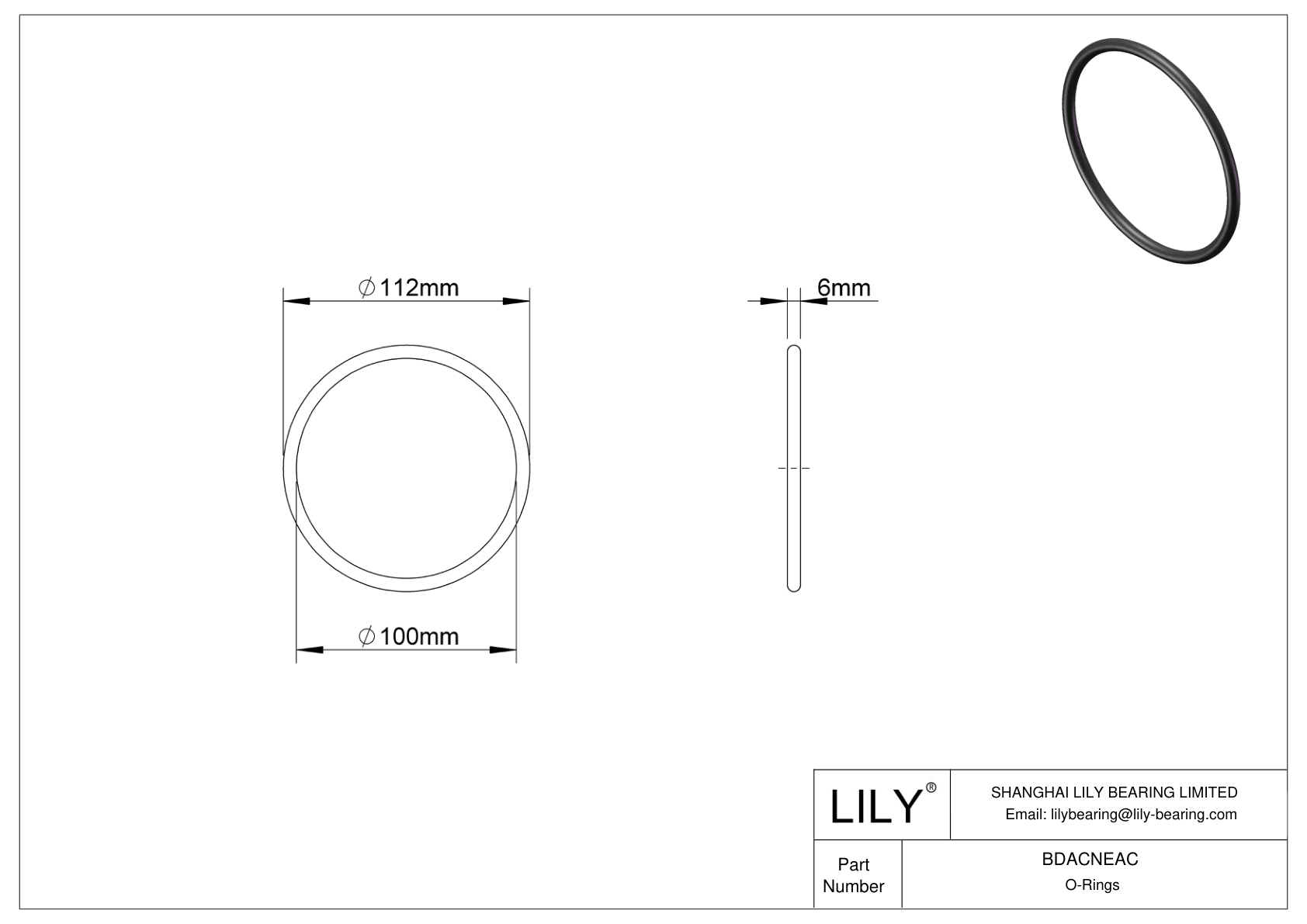 BDACNEAC Oil Resistant O-Rings Round cad drawing