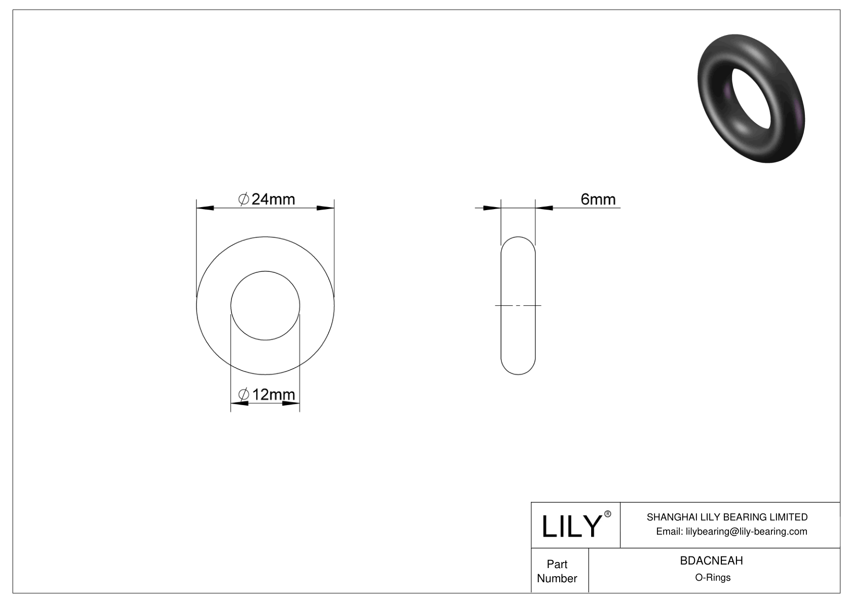 BDACNEAH Oil Resistant O-Rings Round cad drawing