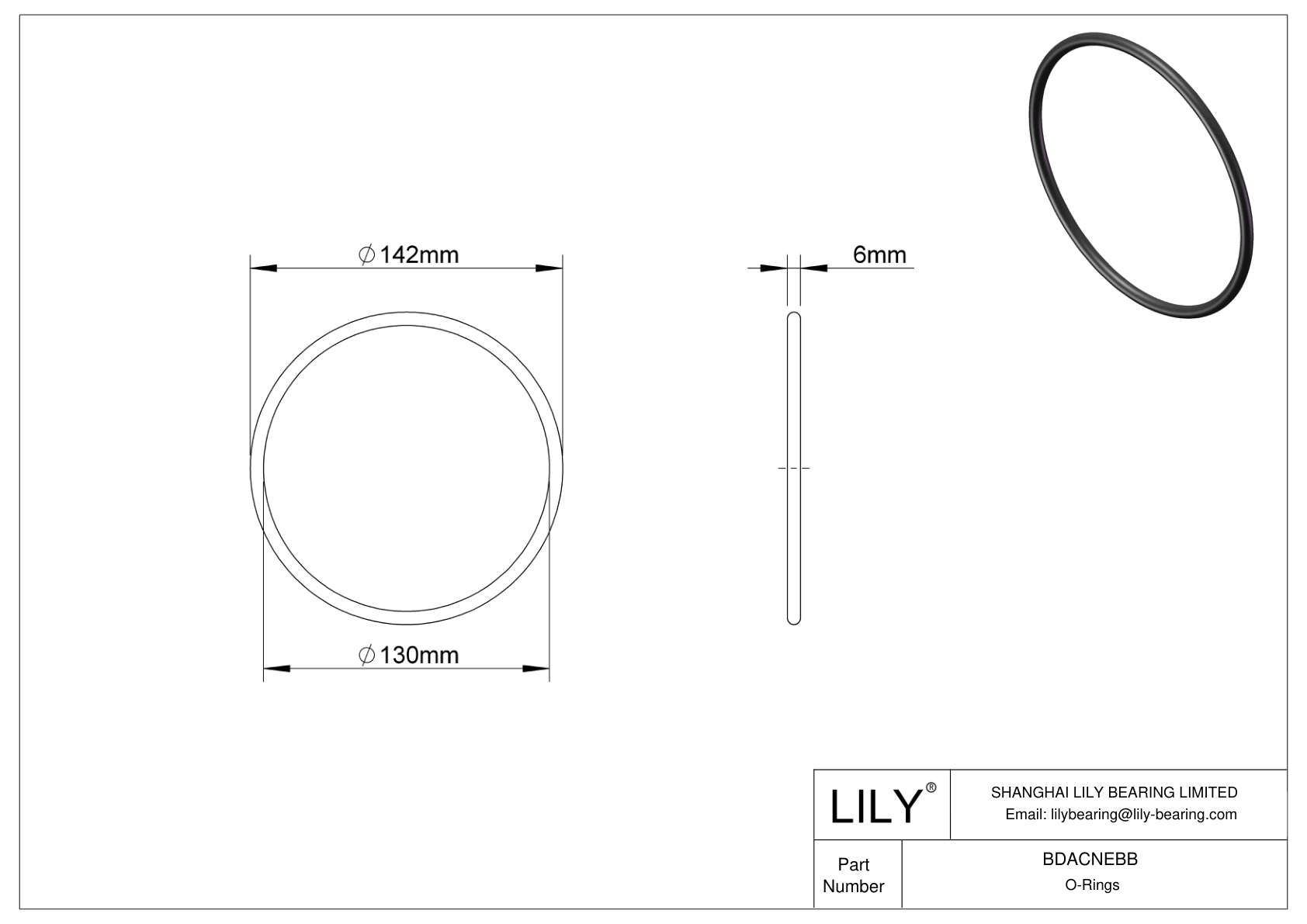 BDACNEBB Oil Resistant O-Rings Round cad drawing