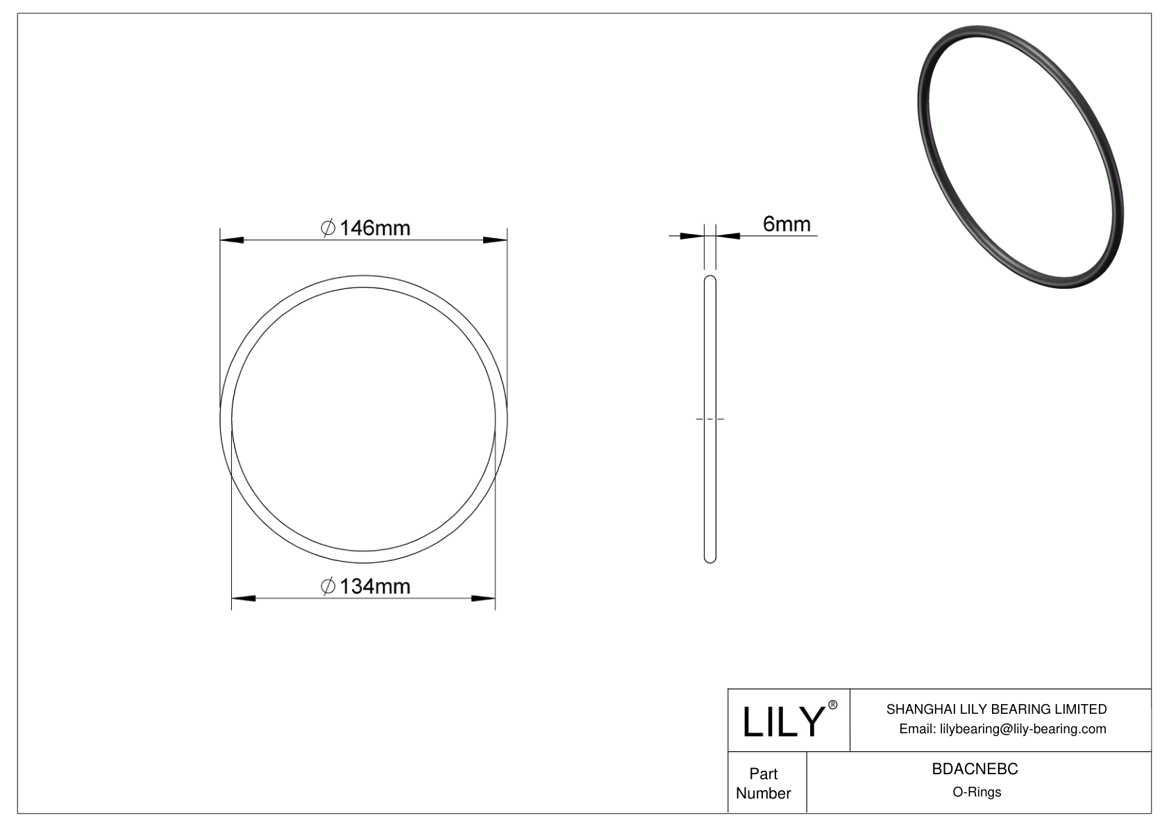 BDACNEBC Oil Resistant O-Rings Round cad drawing