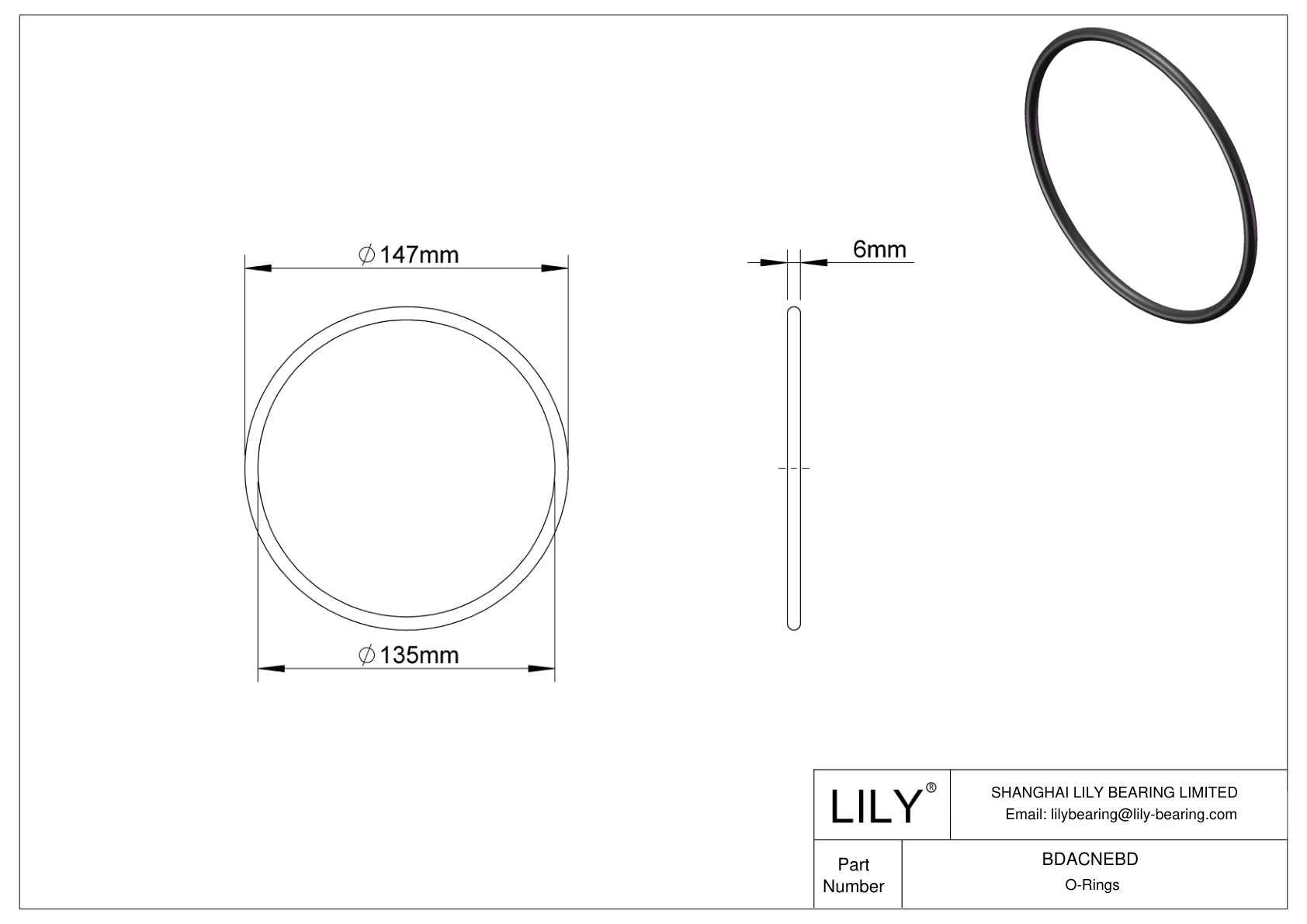 BDACNEBD Oil Resistant O-Rings Round cad drawing