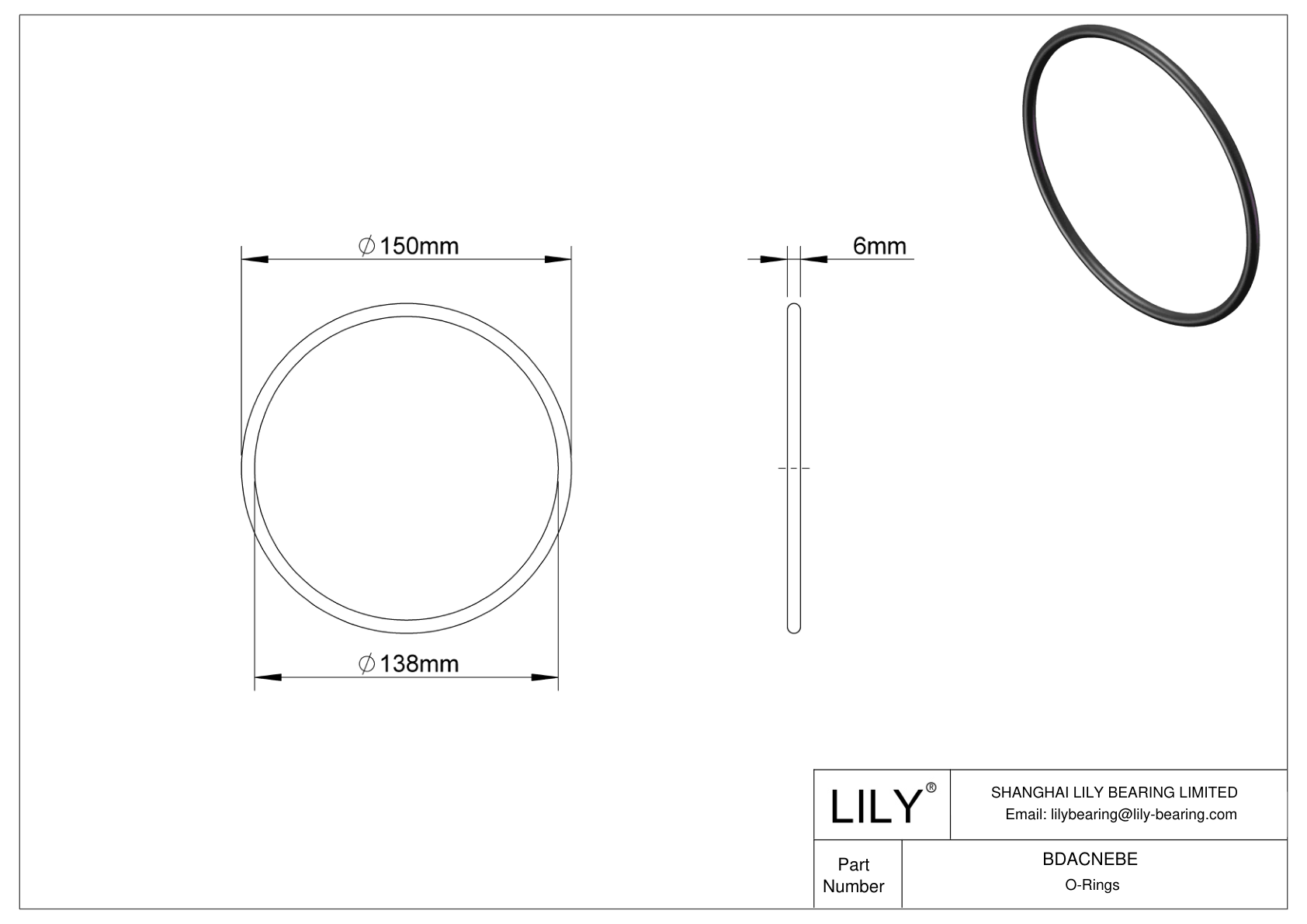 BDACNEBE Oil Resistant O-Rings Round cad drawing