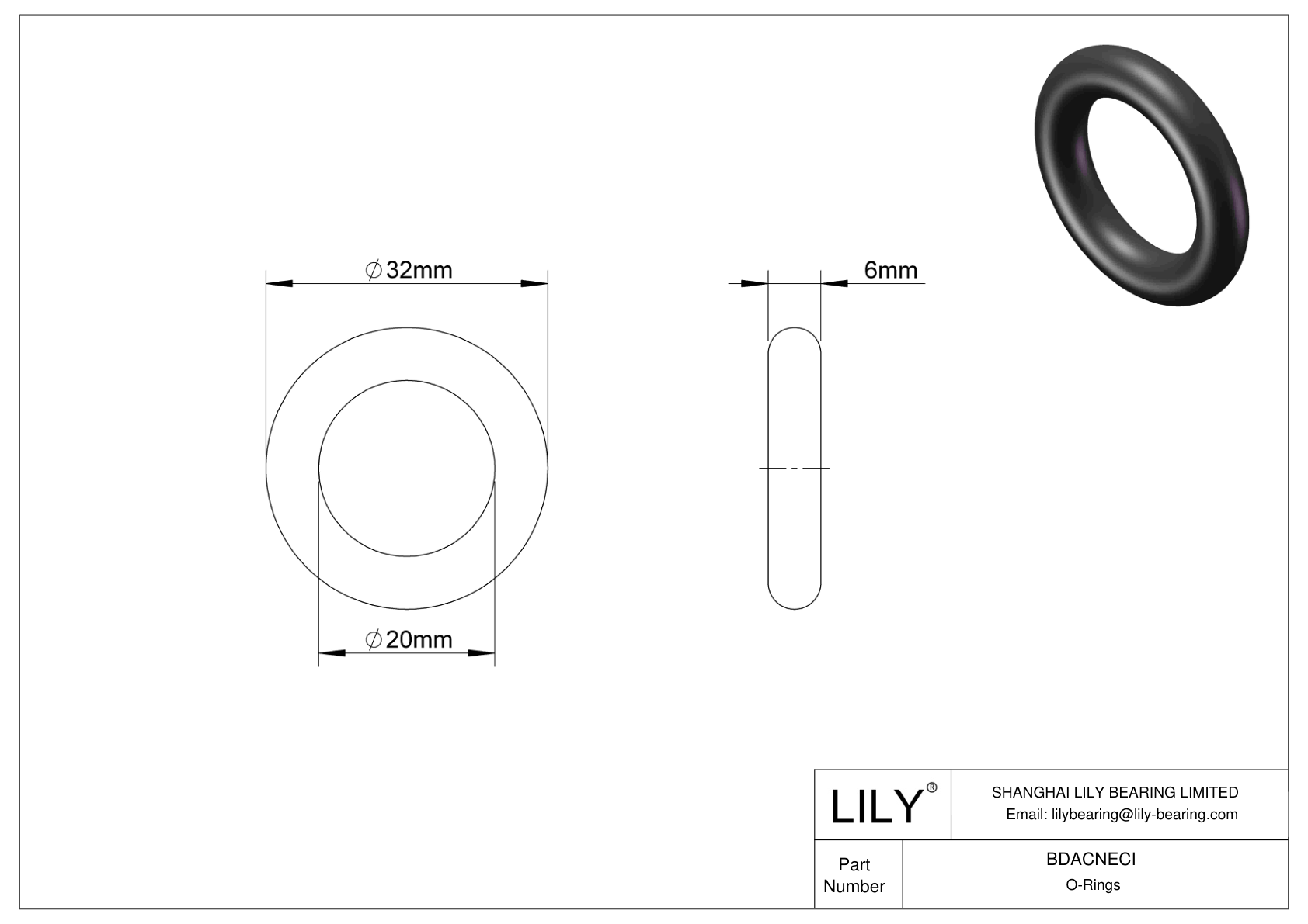 BDACNECI Oil Resistant O-Rings Round cad drawing