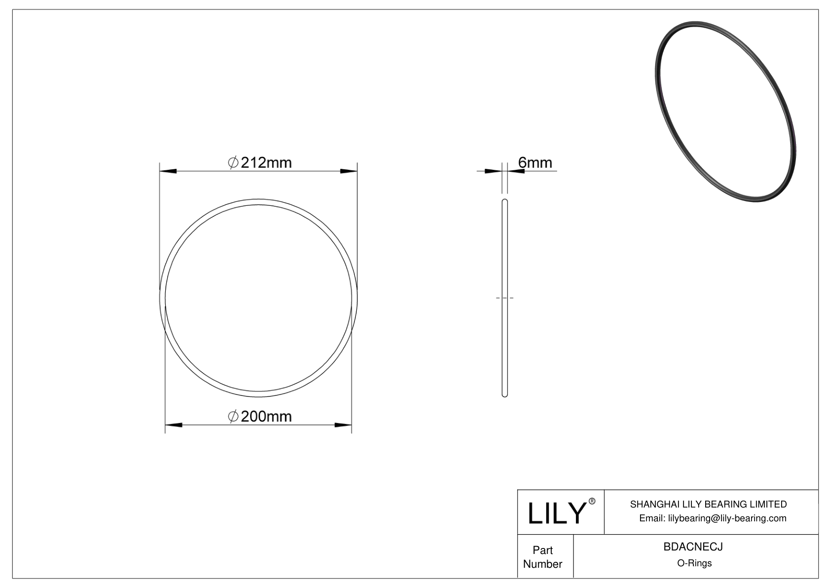 BDACNECJ Oil Resistant O-Rings Round cad drawing