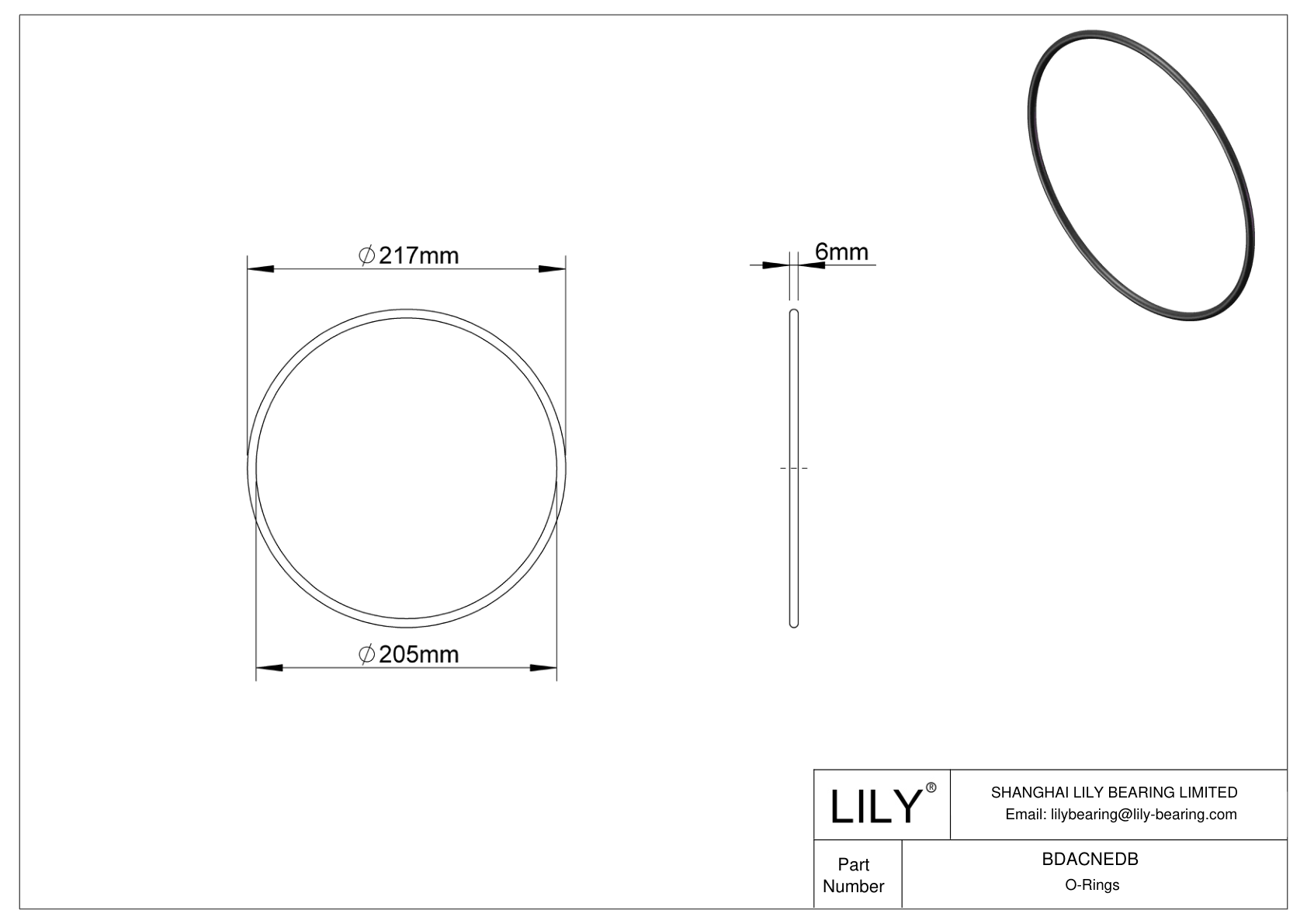 BDACNEDB Oil Resistant O-Rings Round cad drawing