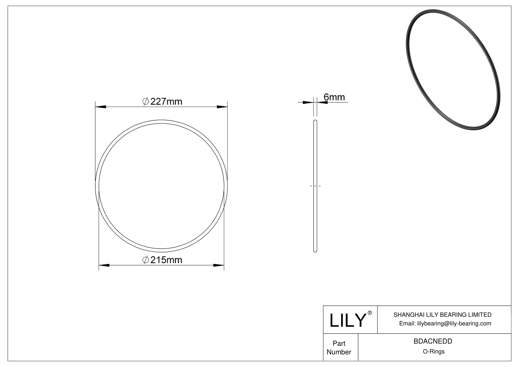 BDACNEDD Oil Resistant O-Rings Round cad drawing