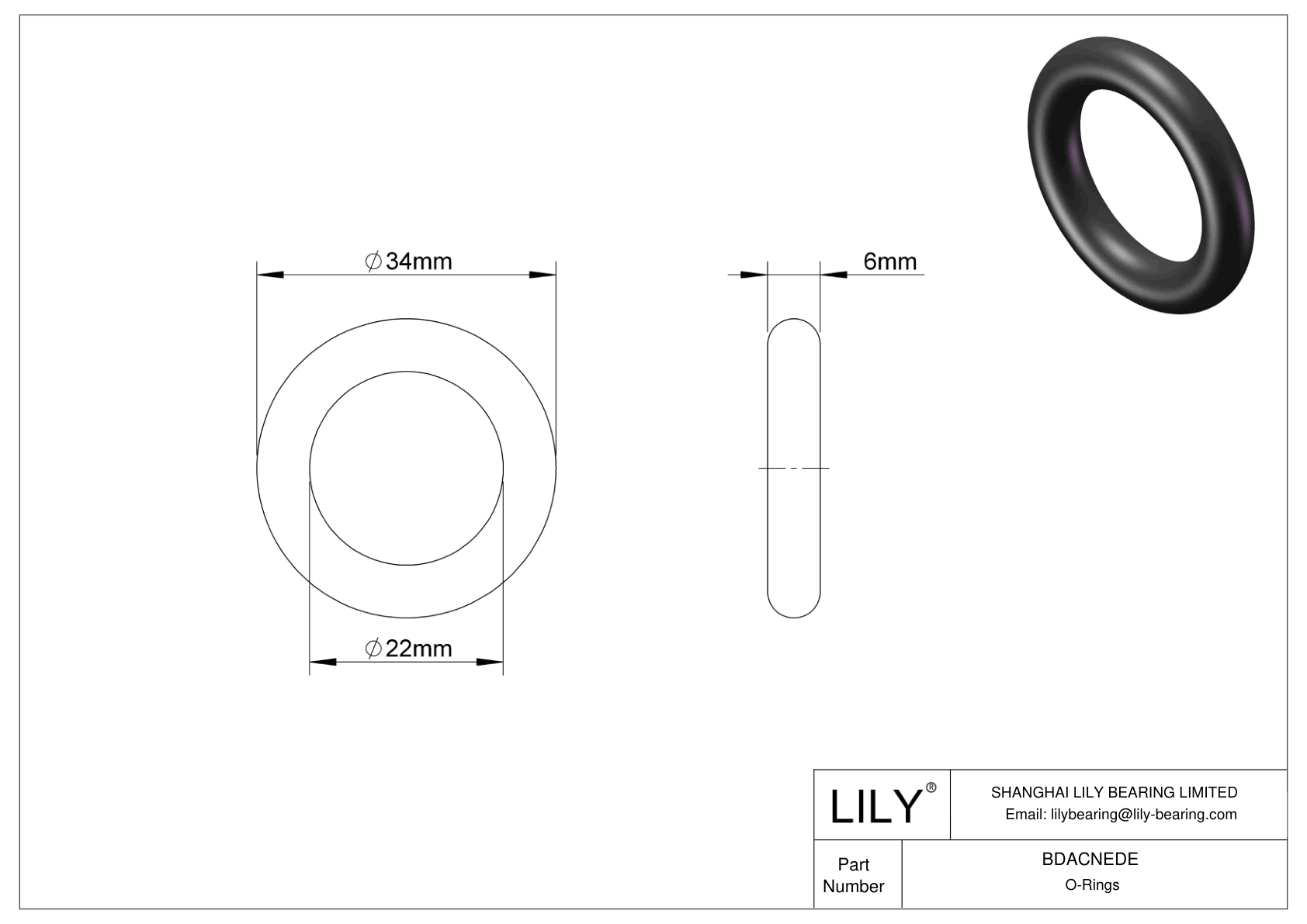 BDACNEDE Oil Resistant O-Rings Round cad drawing