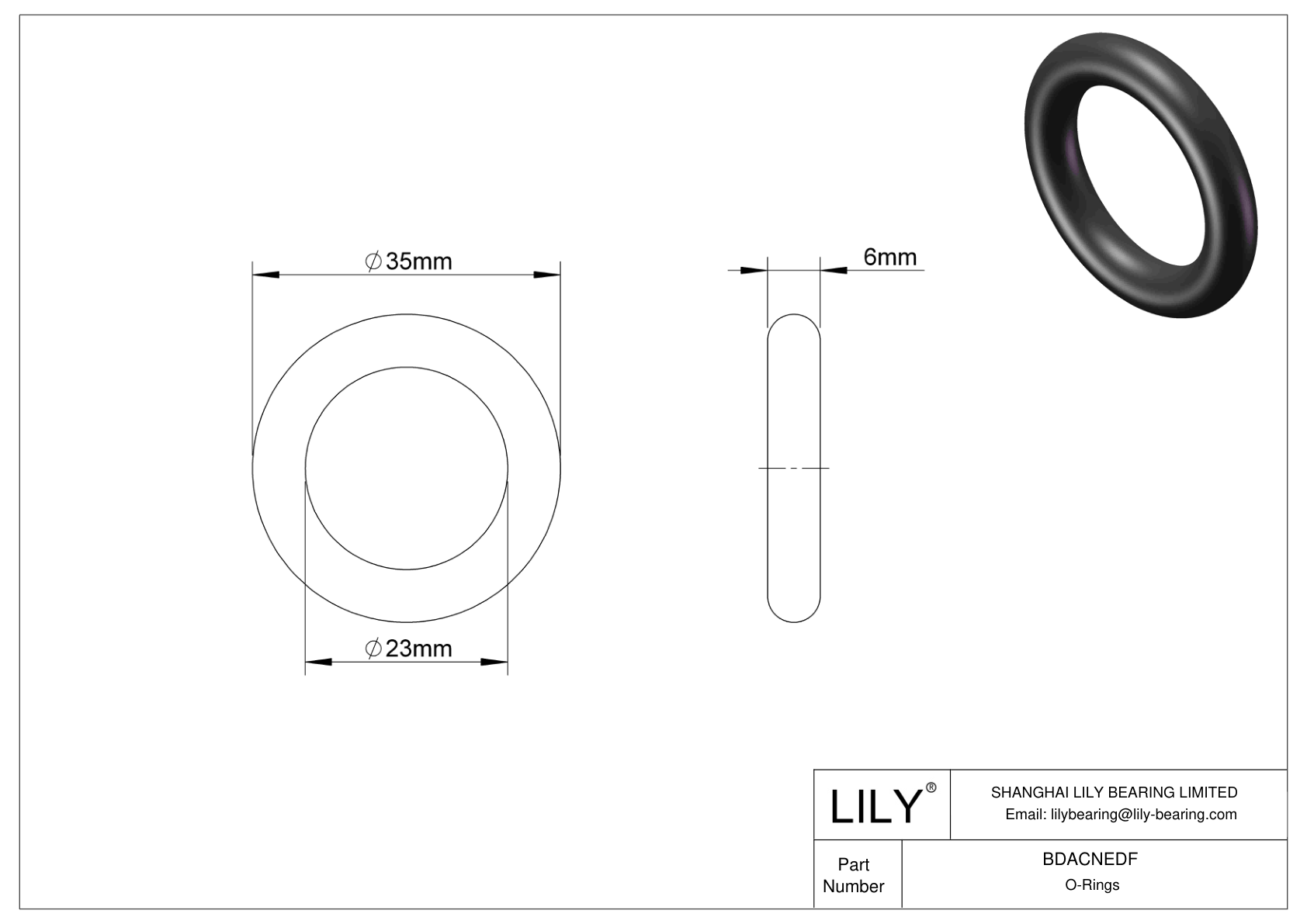 BDACNEDF Oil Resistant O-Rings Round cad drawing