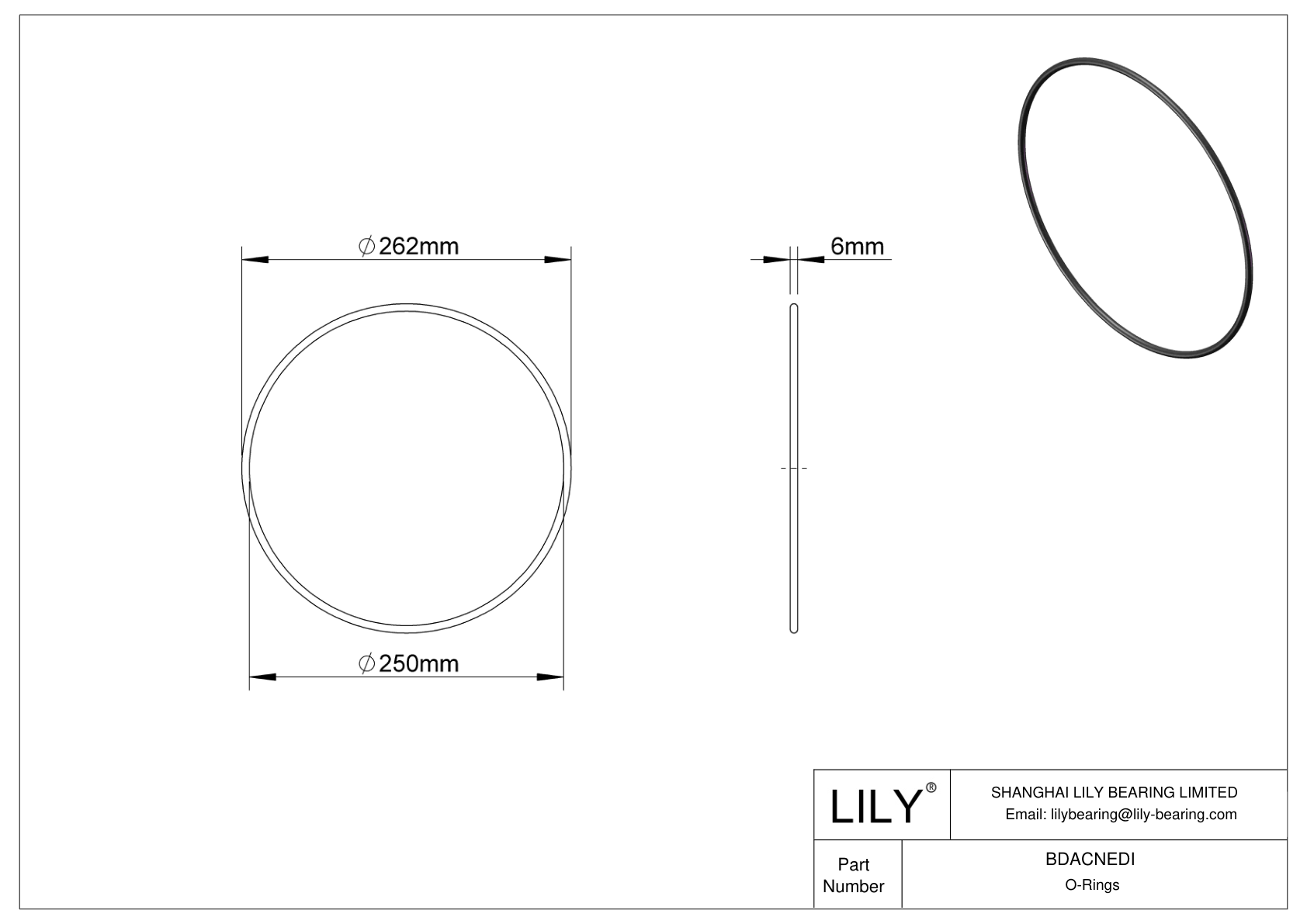 BDACNEDI Oil Resistant O-Rings Round cad drawing