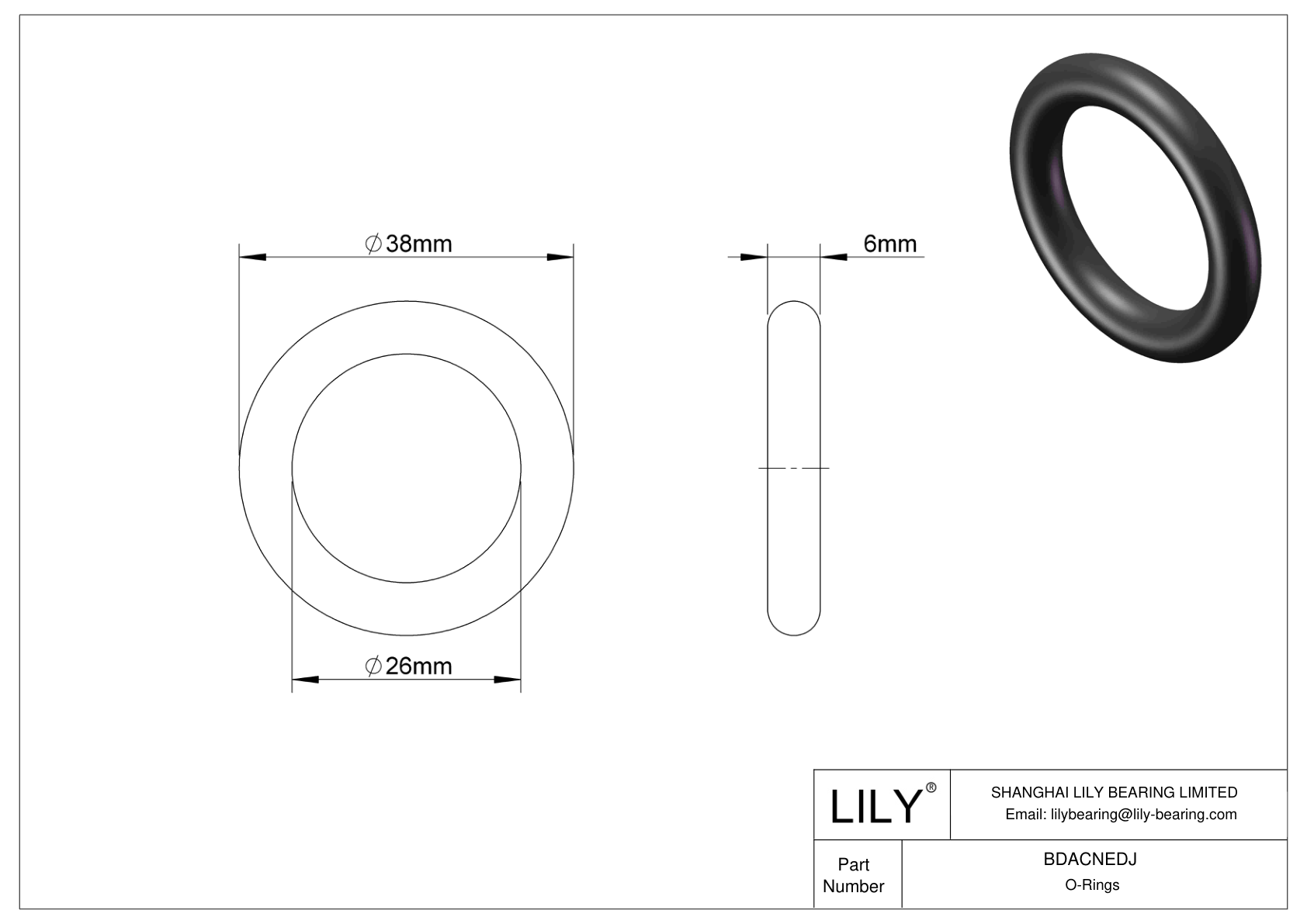 BDACNEDJ Oil Resistant O-Rings Round cad drawing