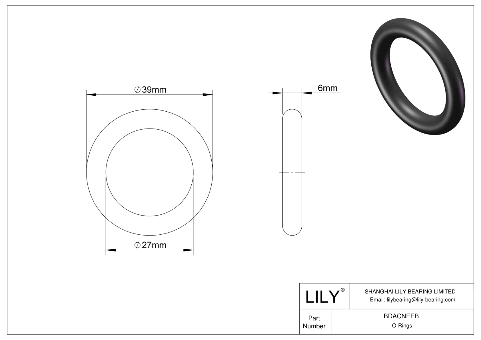 BDACNEEB Oil Resistant O-Rings Round cad drawing