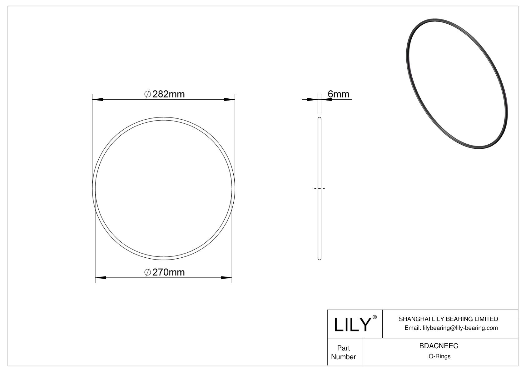 BDACNEEC Oil Resistant O-Rings Round cad drawing