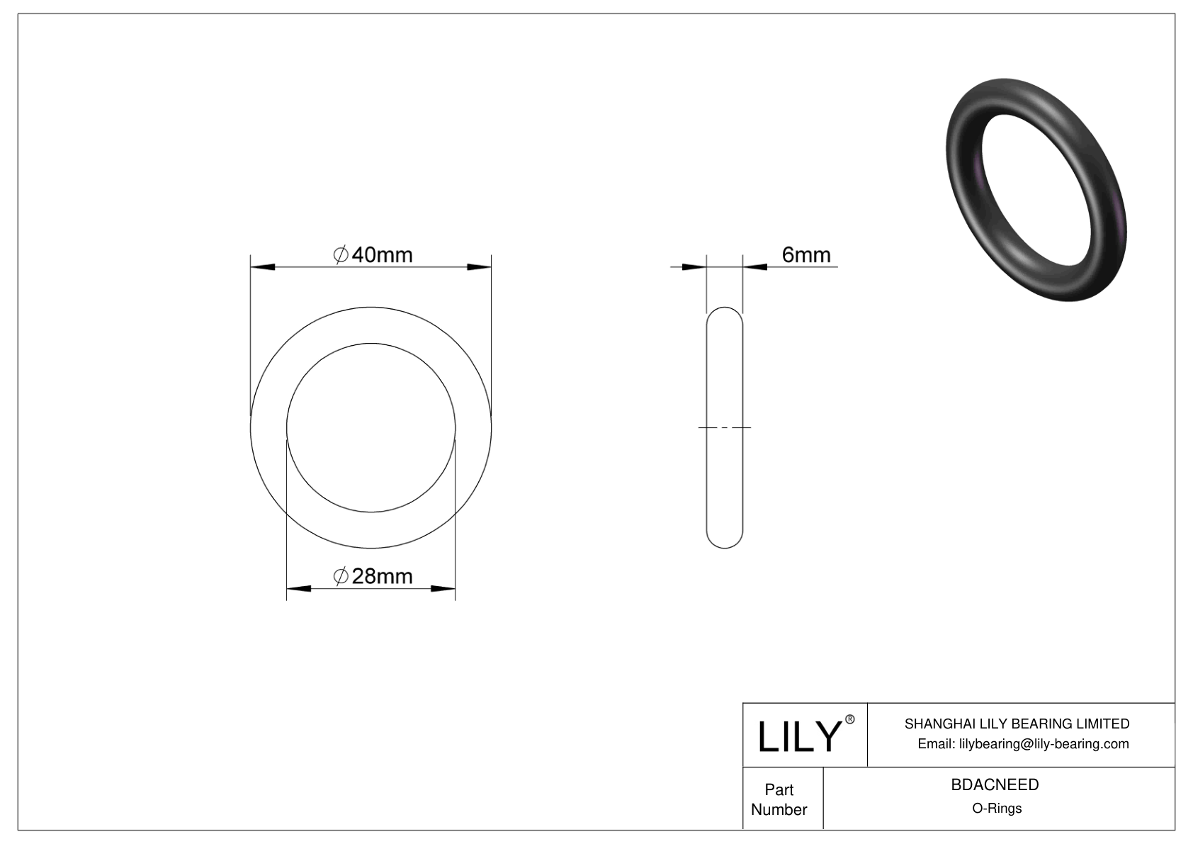 BDACNEED Oil Resistant O-Rings Round cad drawing