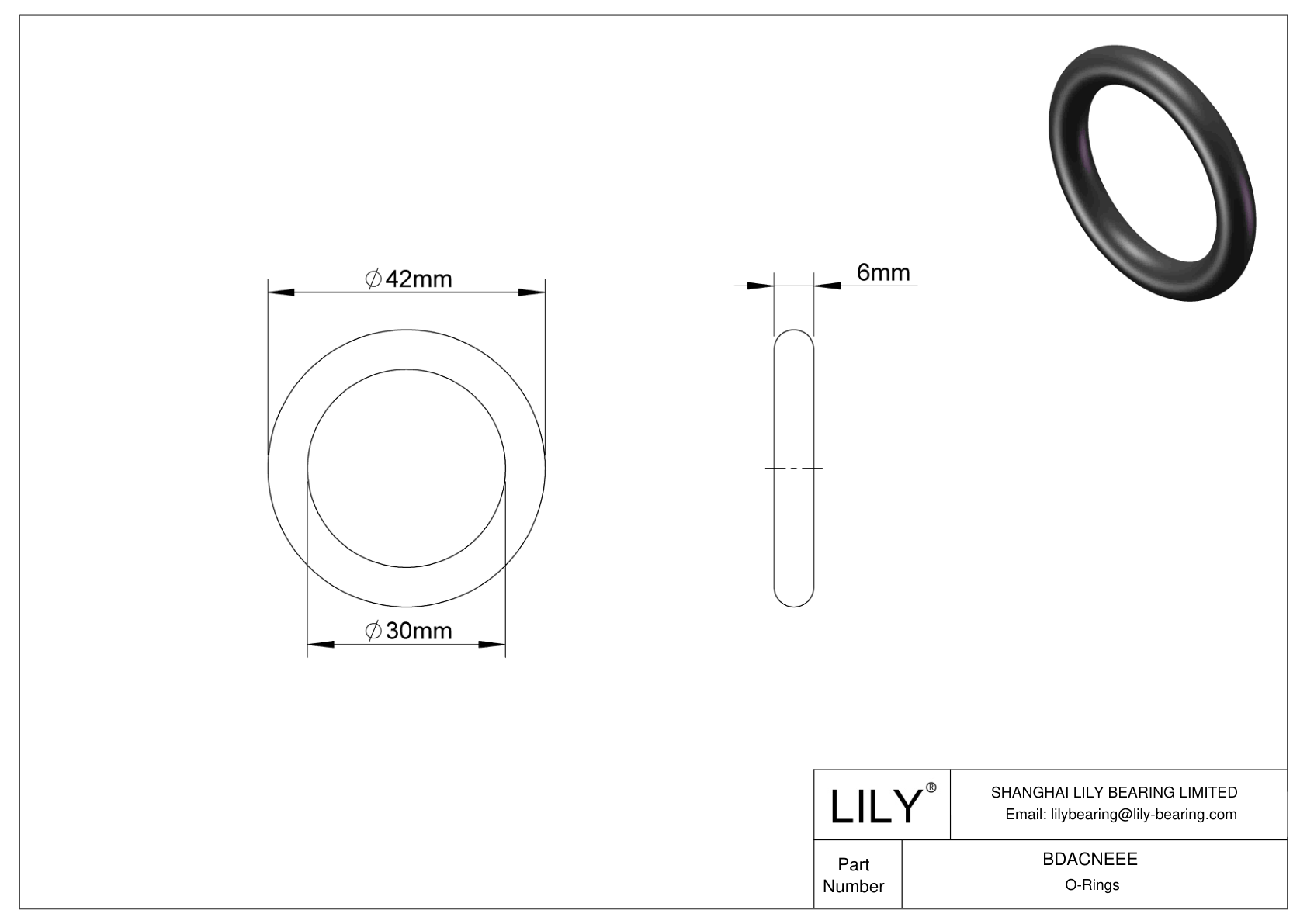 BDACNEEE Oil Resistant O-Rings Round cad drawing