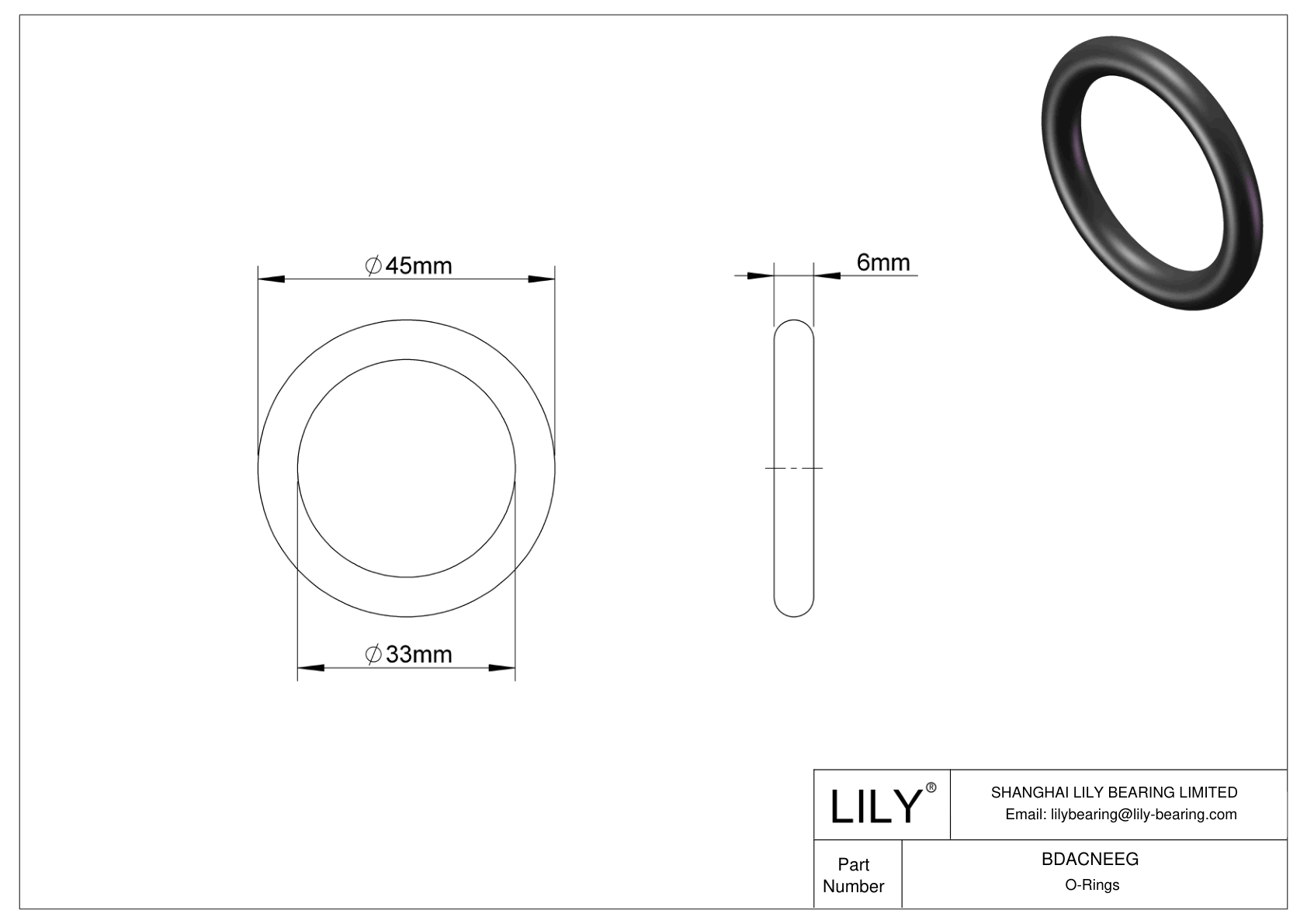 BDACNEEG Oil Resistant O-Rings Round cad drawing