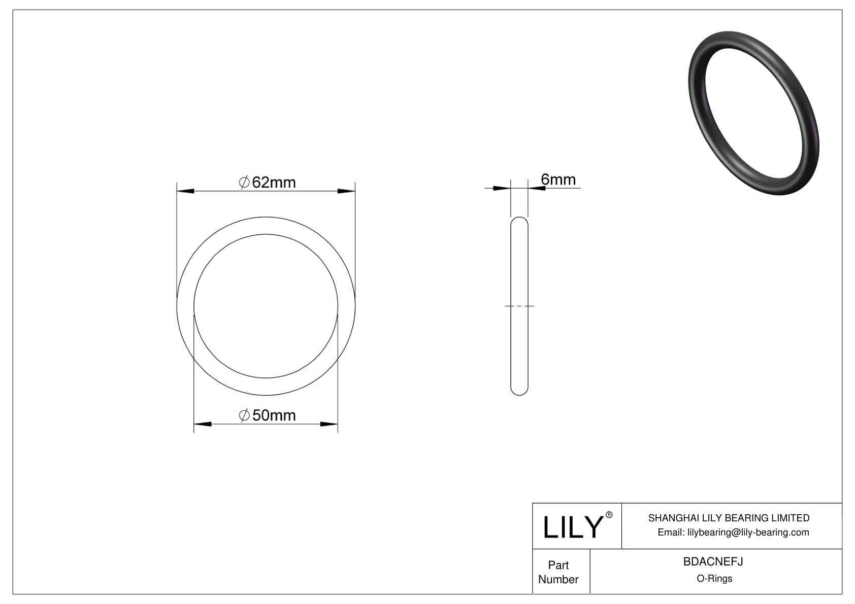 BDACNEFJ Oil Resistant O-Rings Round cad drawing