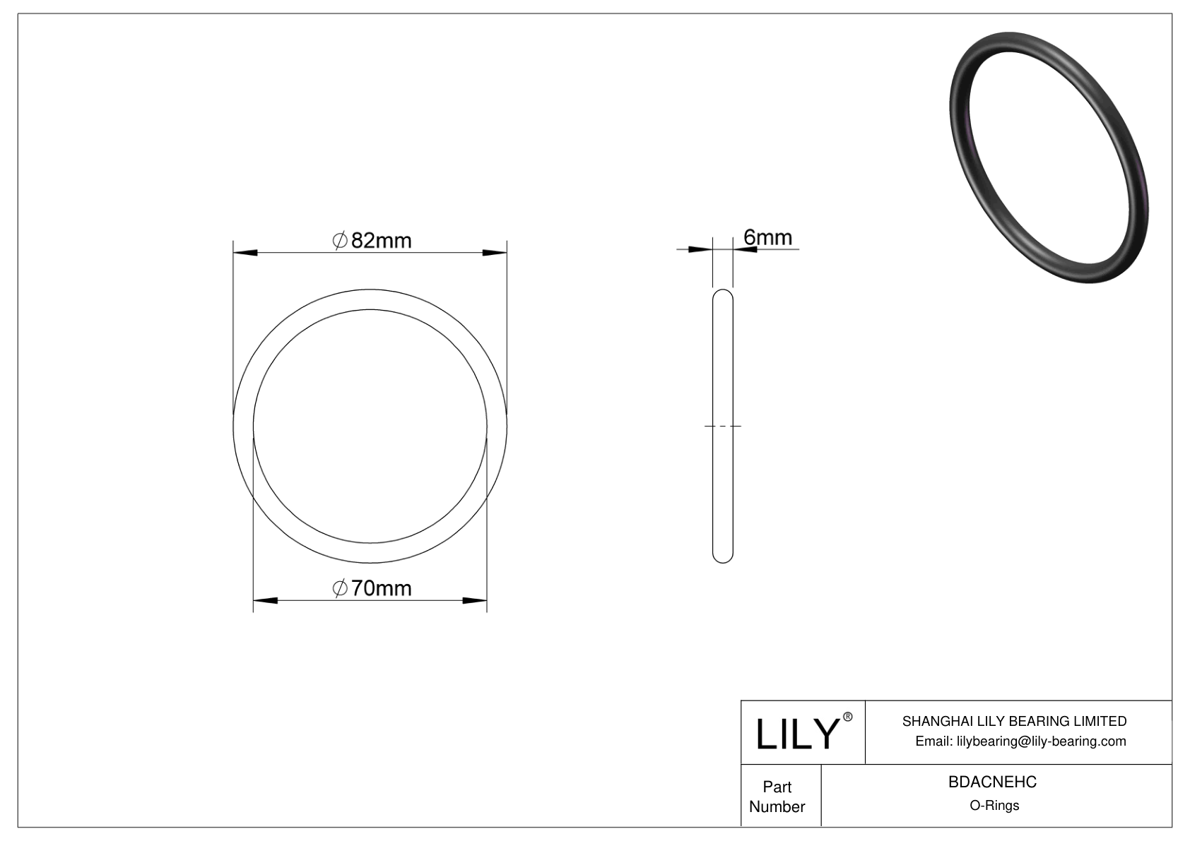 BDACNEHC Oil Resistant O-Rings Round cad drawing