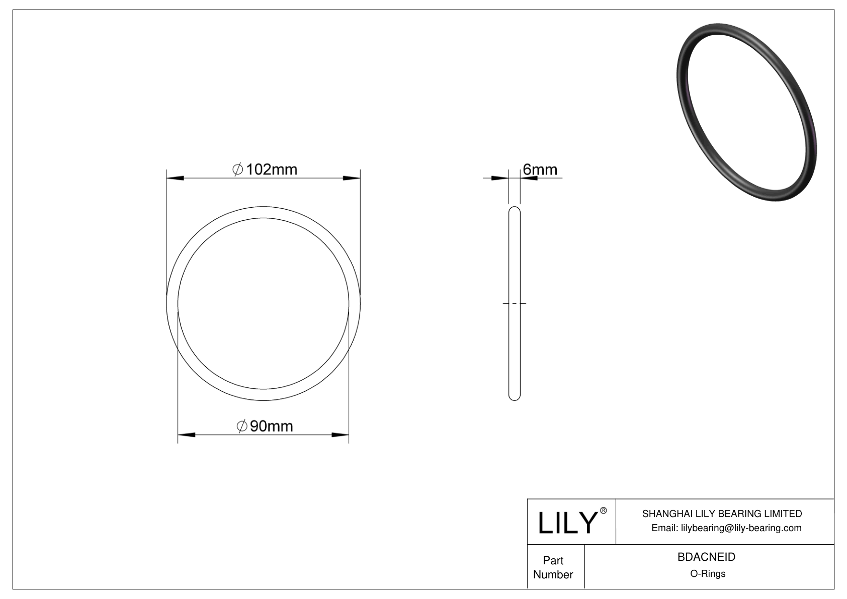 BDACNEID Oil Resistant O-Rings Round cad drawing