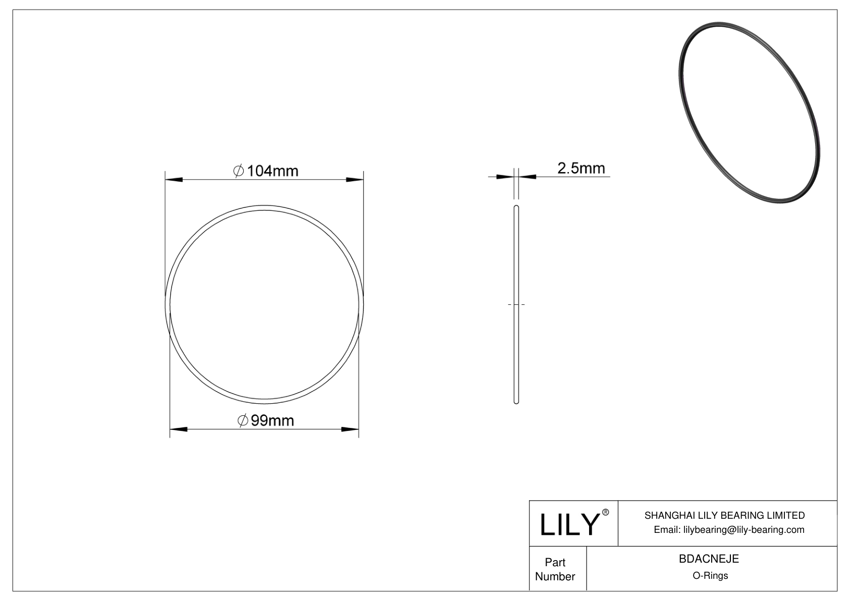 BDACNEJE Oil Resistant O-Rings Round cad drawing