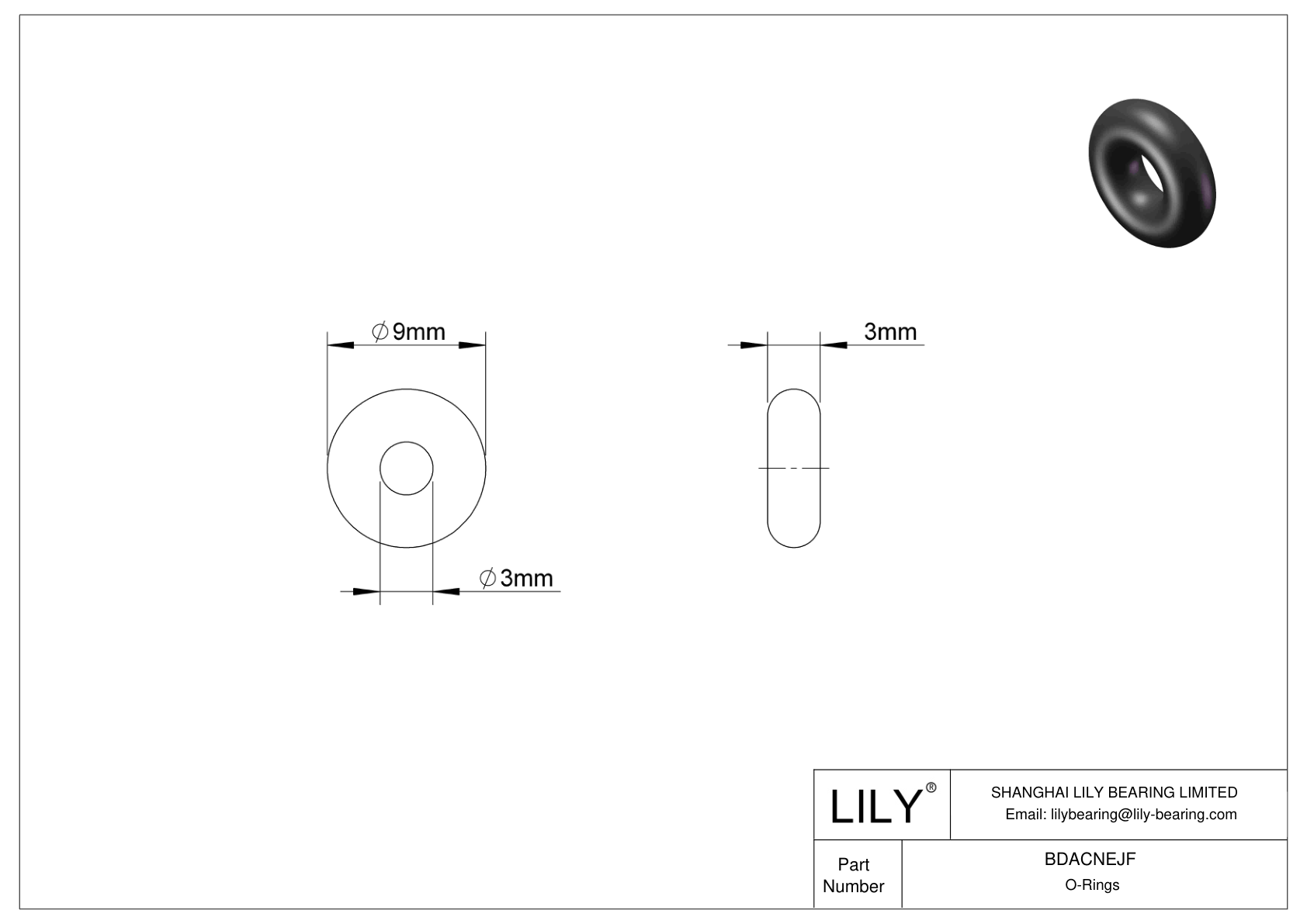 BDACNEJF Oil Resistant O-Rings Round cad drawing