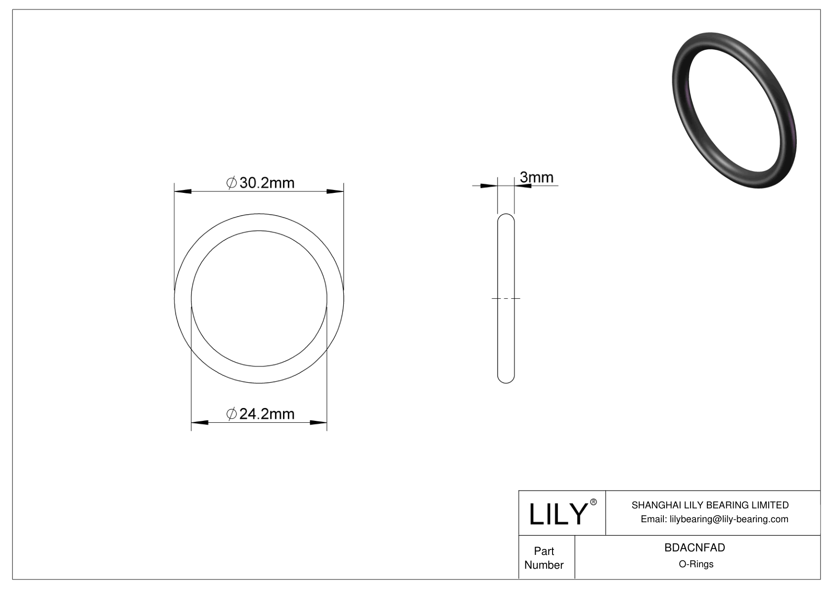 BDACNFAD Juntas tóricas redondas resistentes al aceite cad drawing