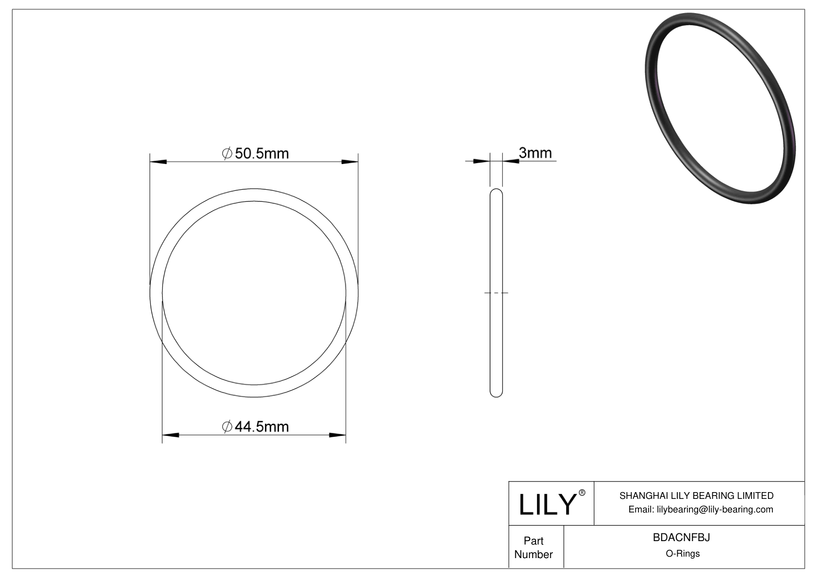 BDACNFBJ Oil Resistant O-Rings Round cad drawing