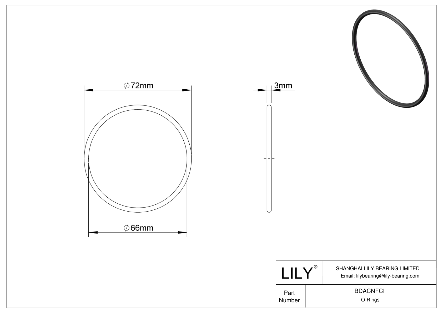 BDACNFCI Oil Resistant O-Rings Round cad drawing