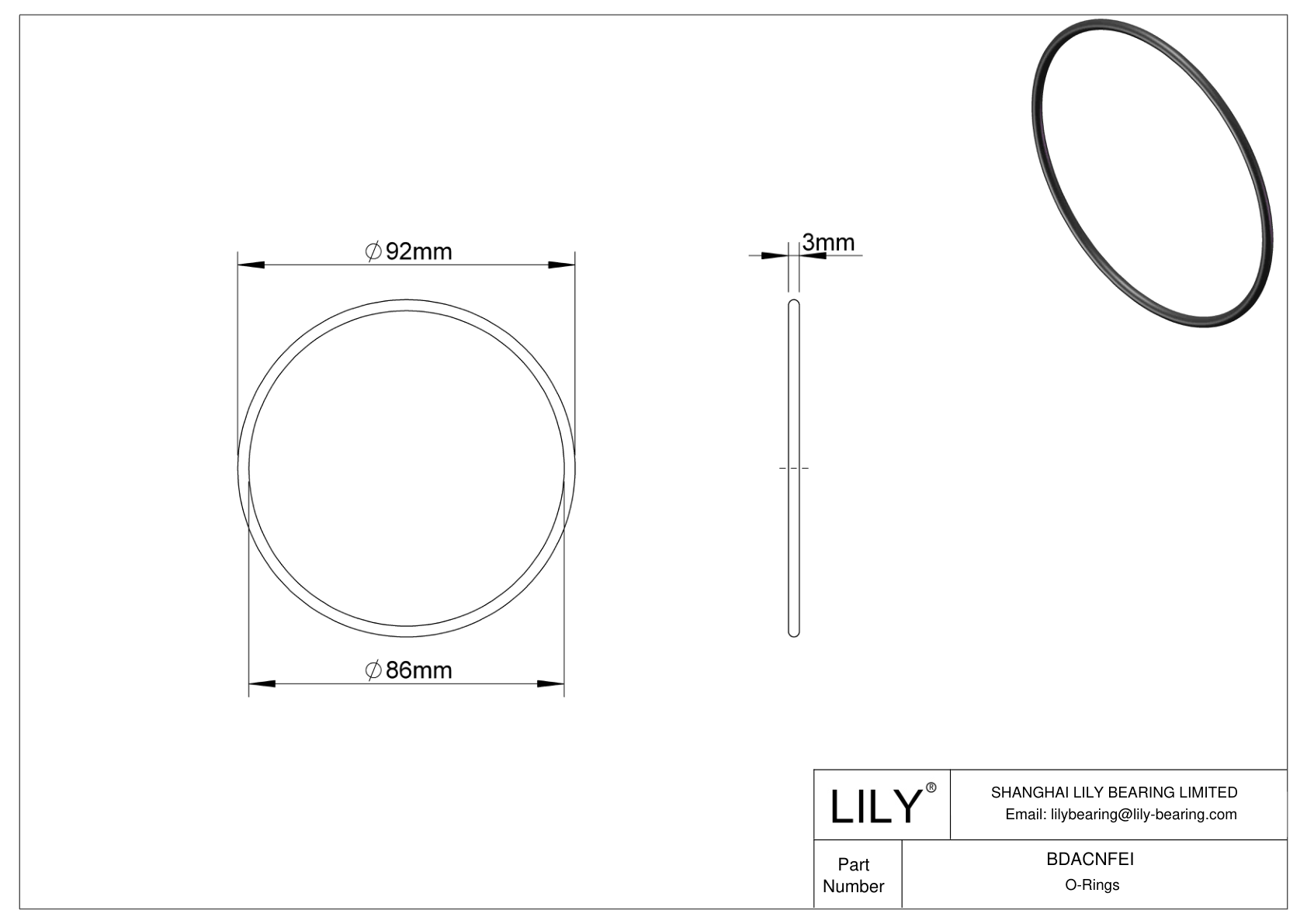 BDACNFEI Oil Resistant O-Rings Round cad drawing