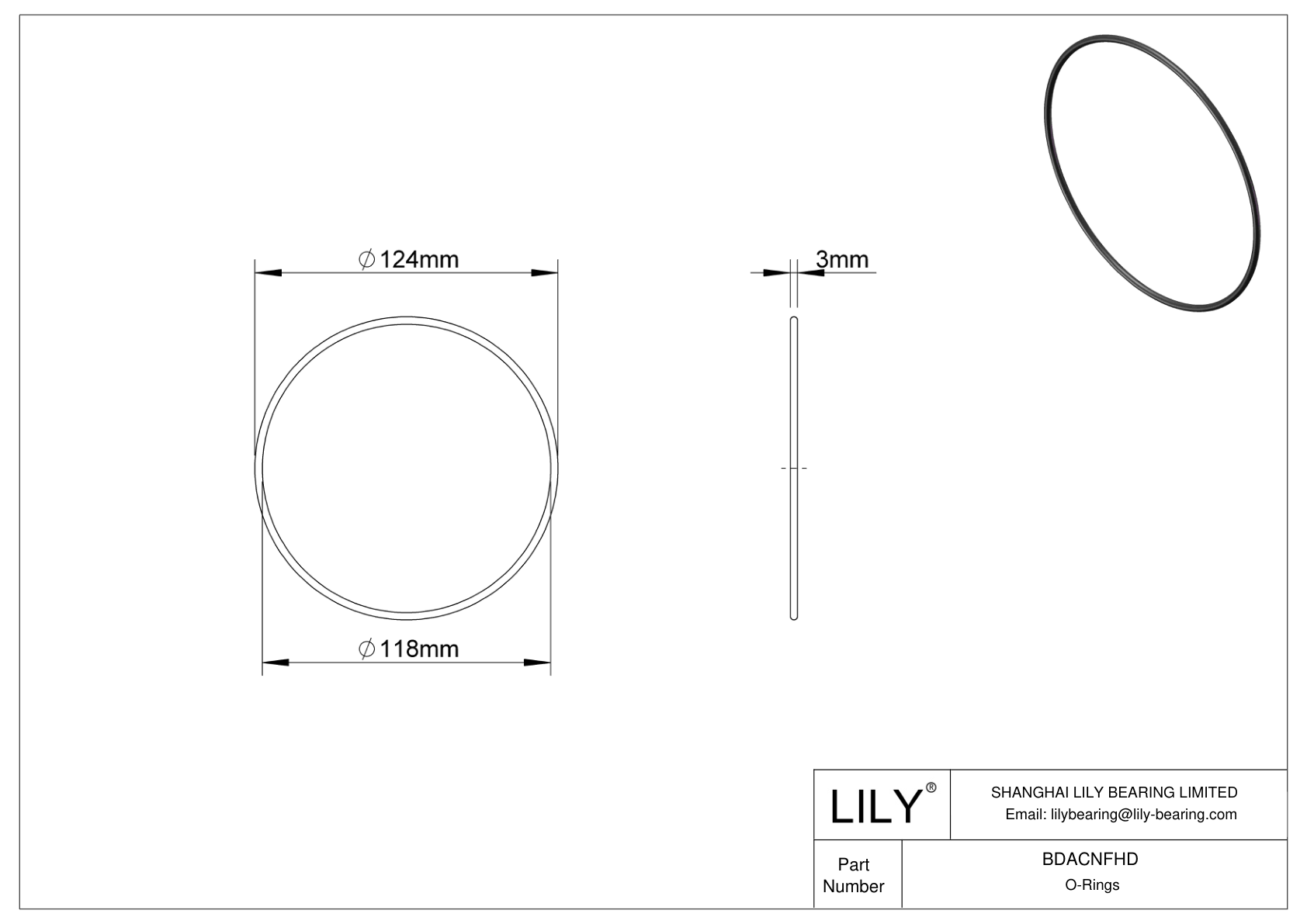 BDACNFHD Oil Resistant O-Rings Round cad drawing