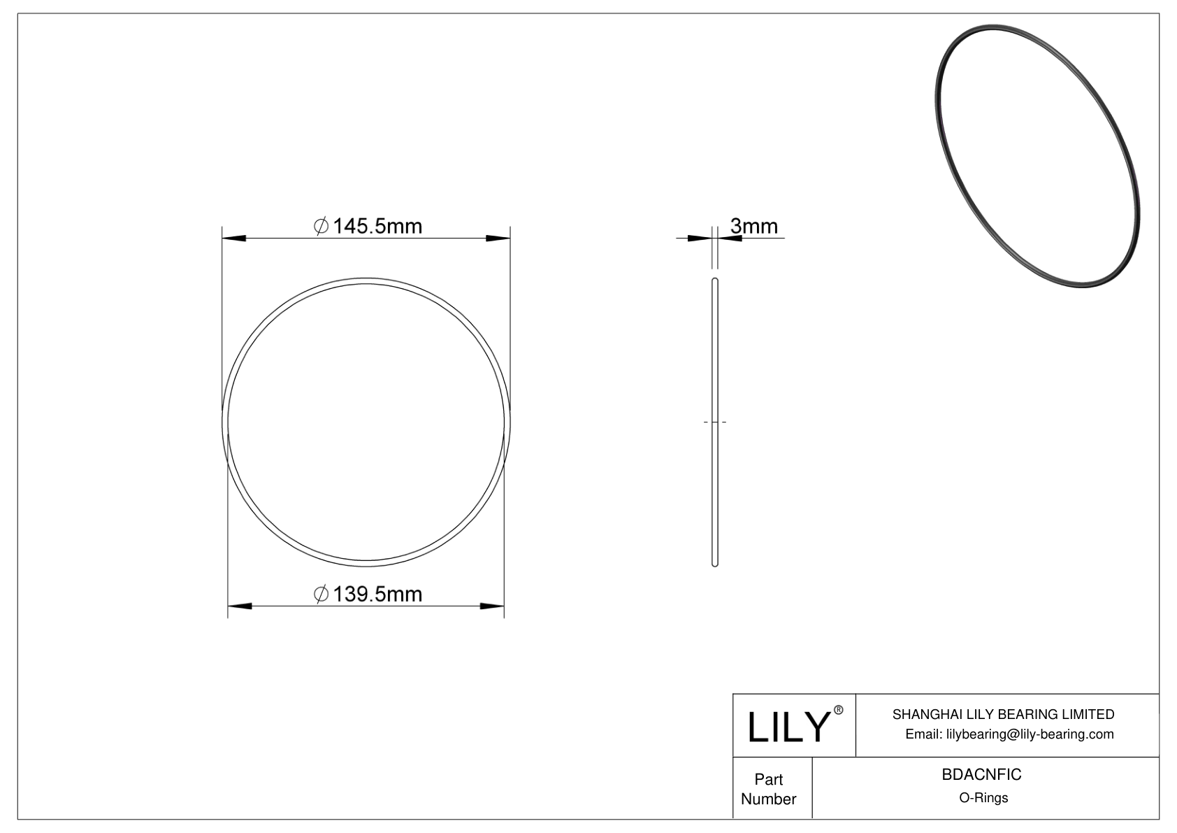 BDACNFIC Oil Resistant O-Rings Round cad drawing