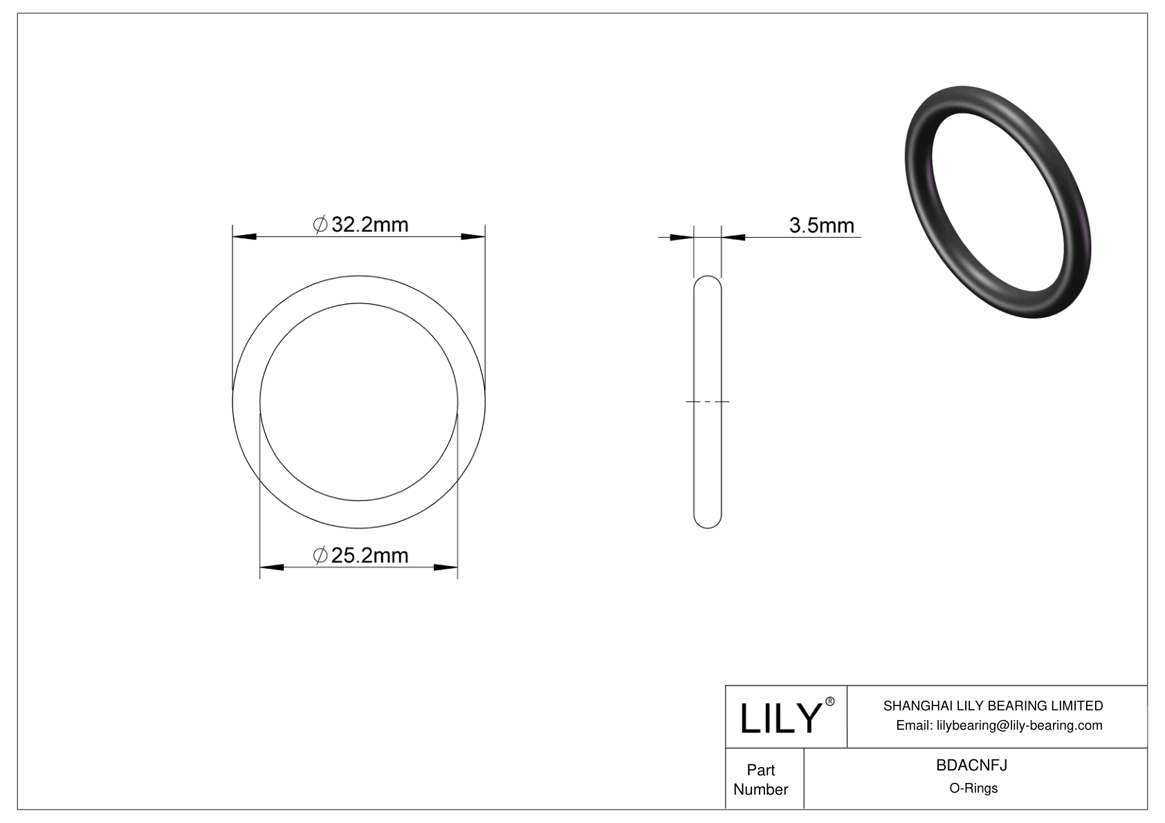 BDACNFJ Juntas tóricas redondas resistentes al aceite cad drawing