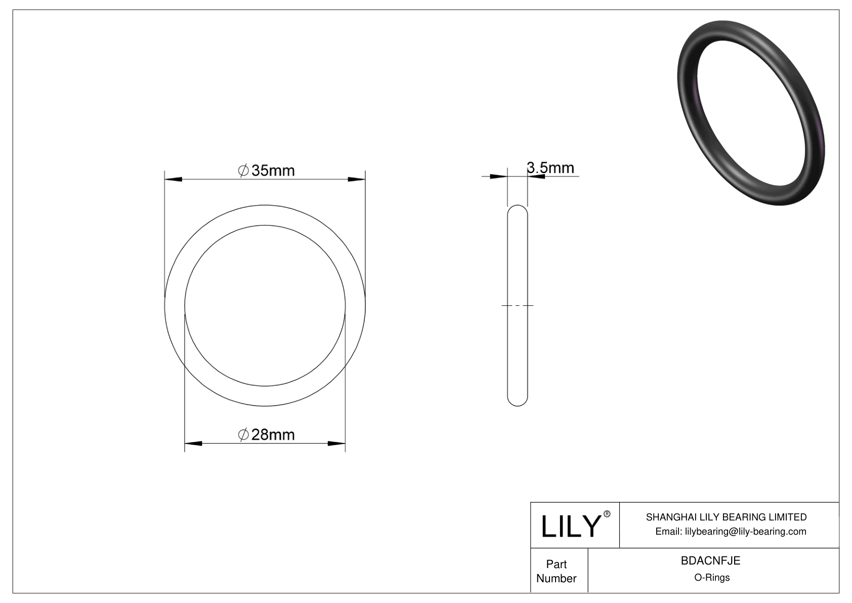 BDACNFJE Juntas tóricas redondas resistentes al aceite cad drawing