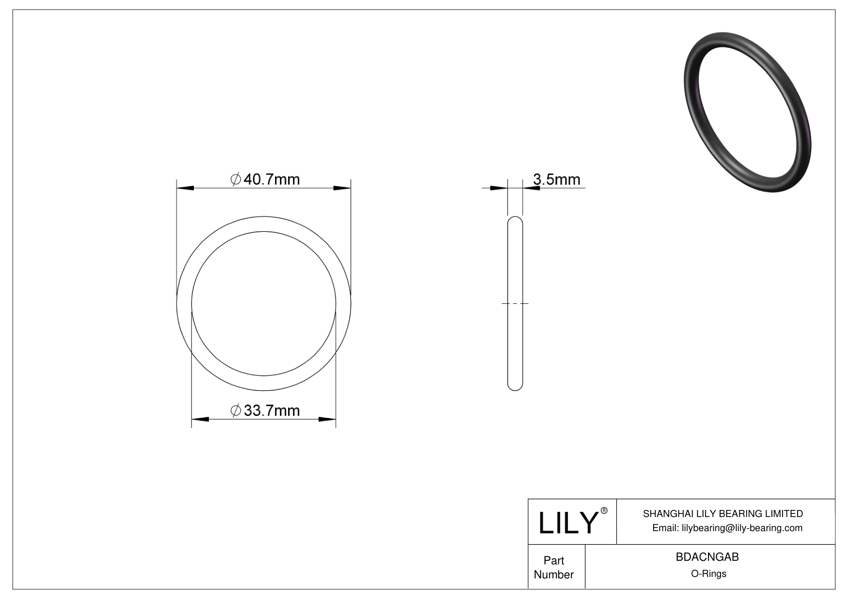 BDACNGAB Oil Resistant O-Rings Round cad drawing