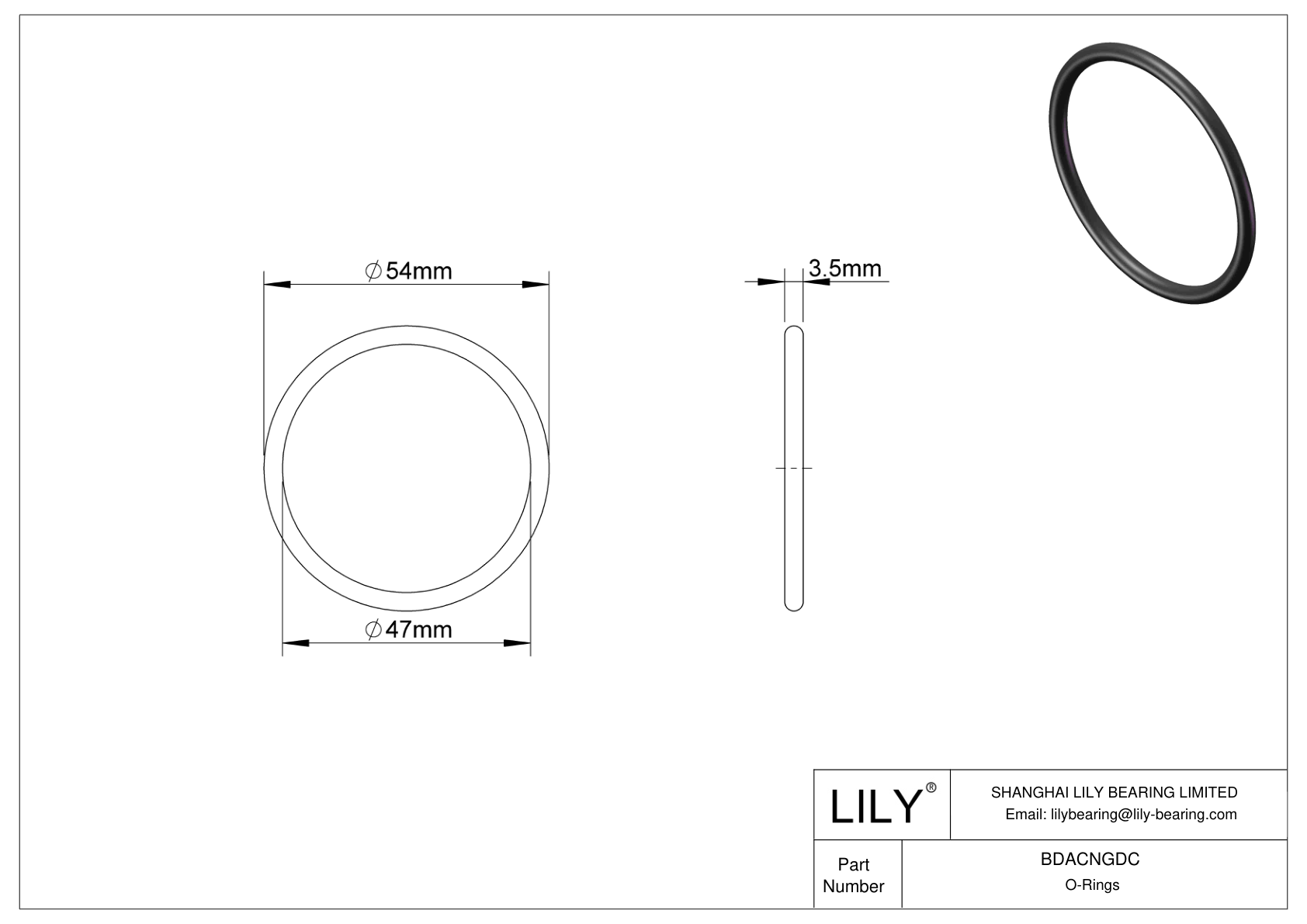 BDACNGDC Oil Resistant O-Rings Round cad drawing