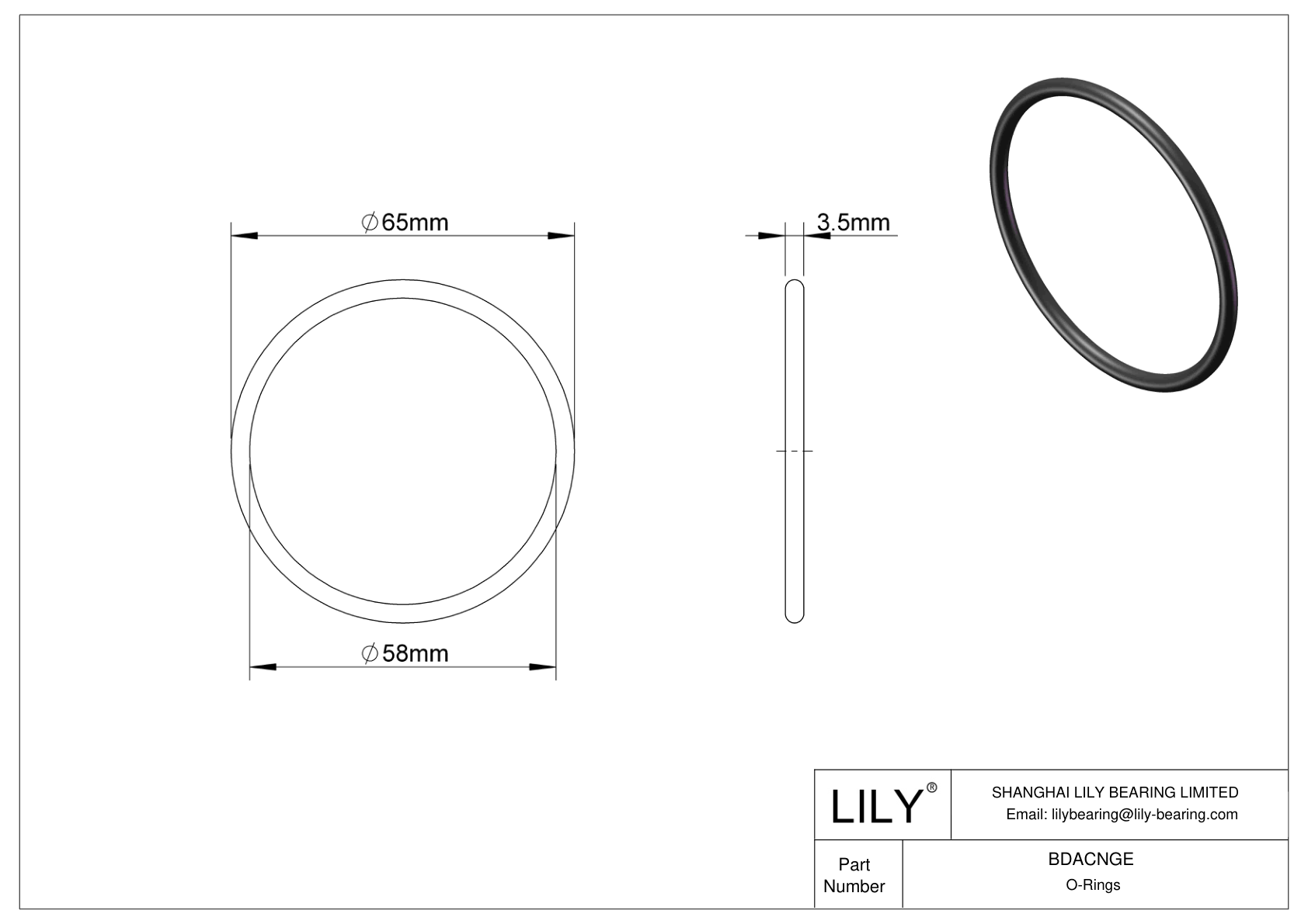 BDACNGE Oil Resistant O-Rings Round cad drawing