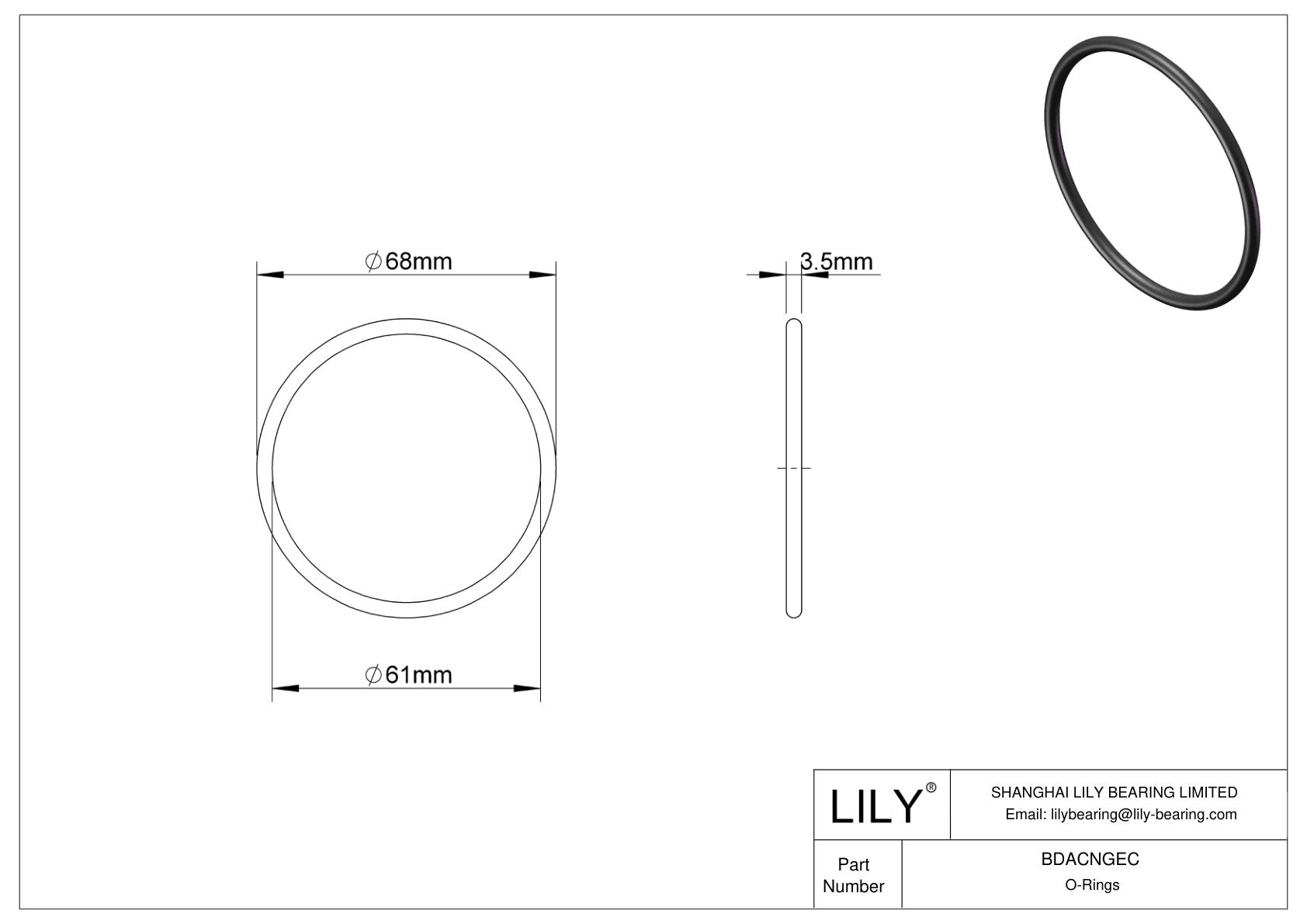 BDACNGEC Oil Resistant O-Rings Round cad drawing