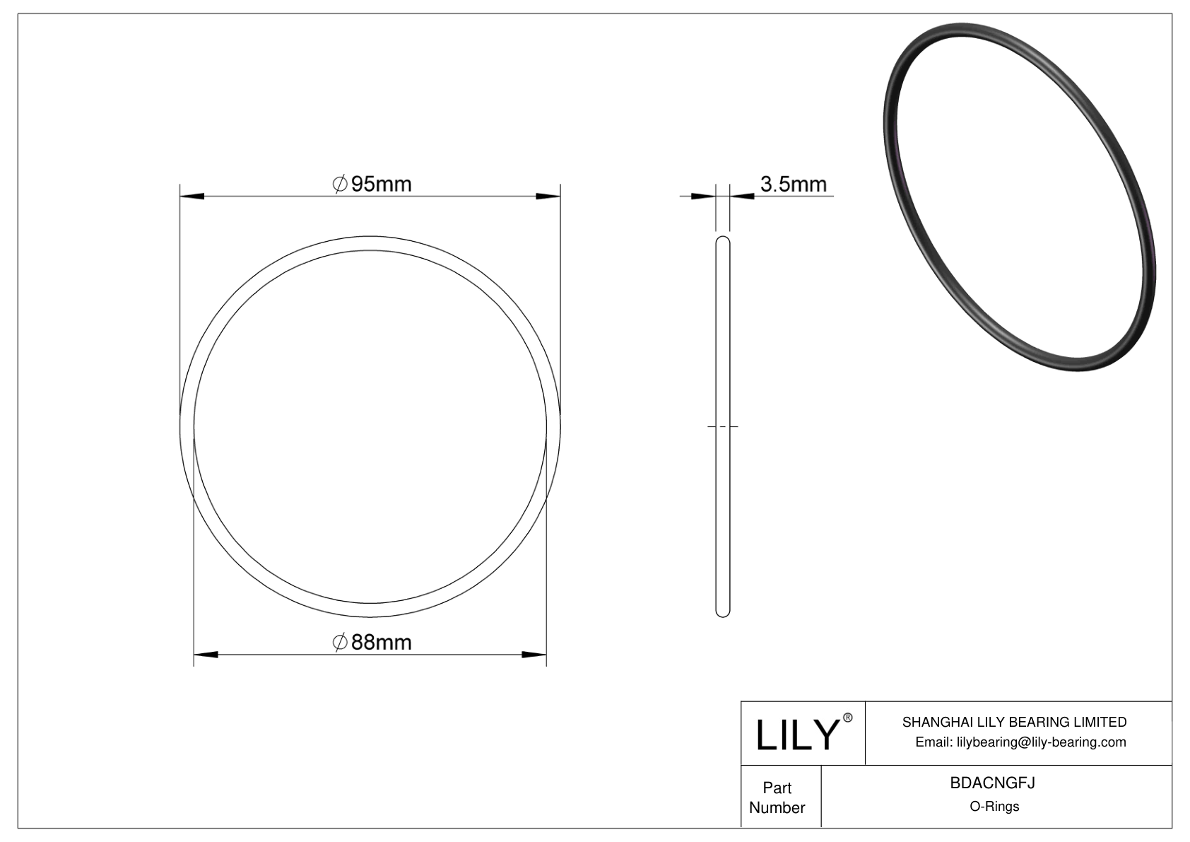 BDACNGFJ Oil Resistant O-Rings Round cad drawing