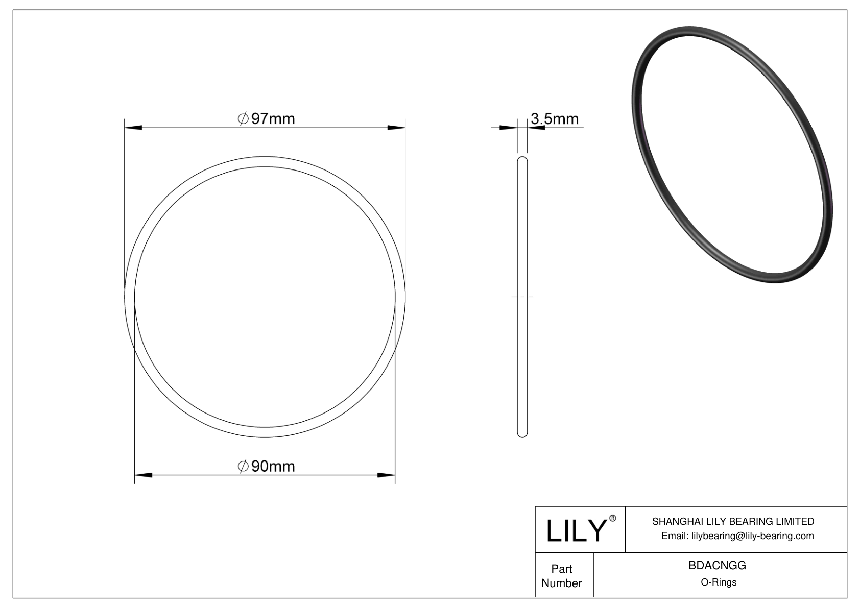 BDACNGG Oil Resistant O-Rings Round cad drawing