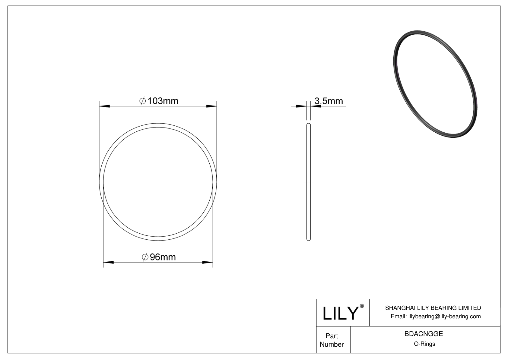 BDACNGGE Oil Resistant O-Rings Round cad drawing