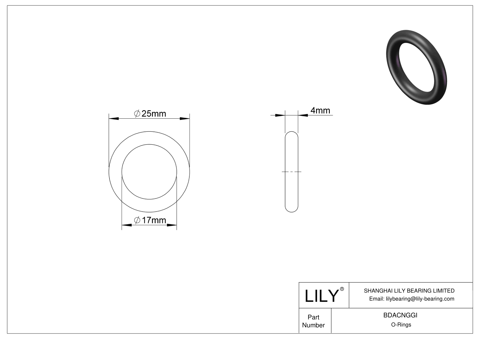 BDACNGGI Juntas tóricas redondas resistentes al aceite cad drawing