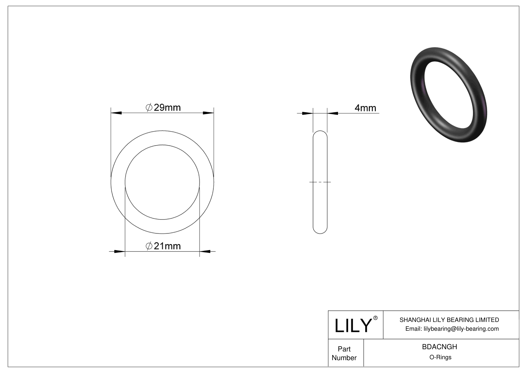 BDACNGH Juntas tóricas redondas resistentes al aceite cad drawing