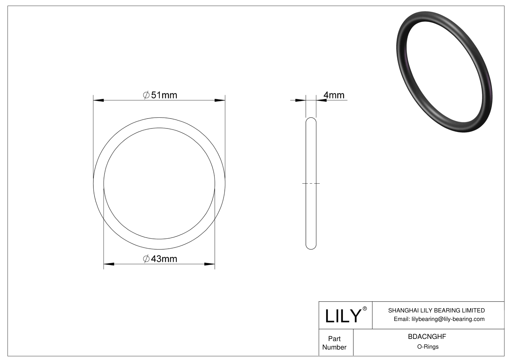 BDACNGHF Oil Resistant O-Rings Round cad drawing