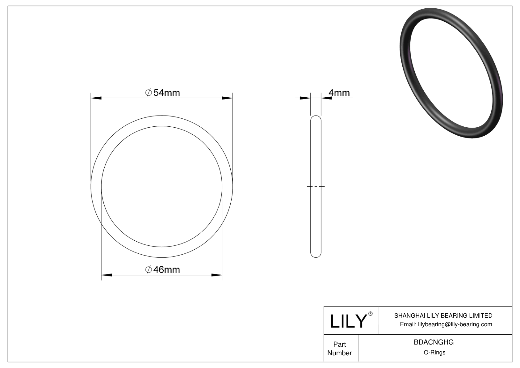 BDACNGHG Oil Resistant O-Rings Round cad drawing