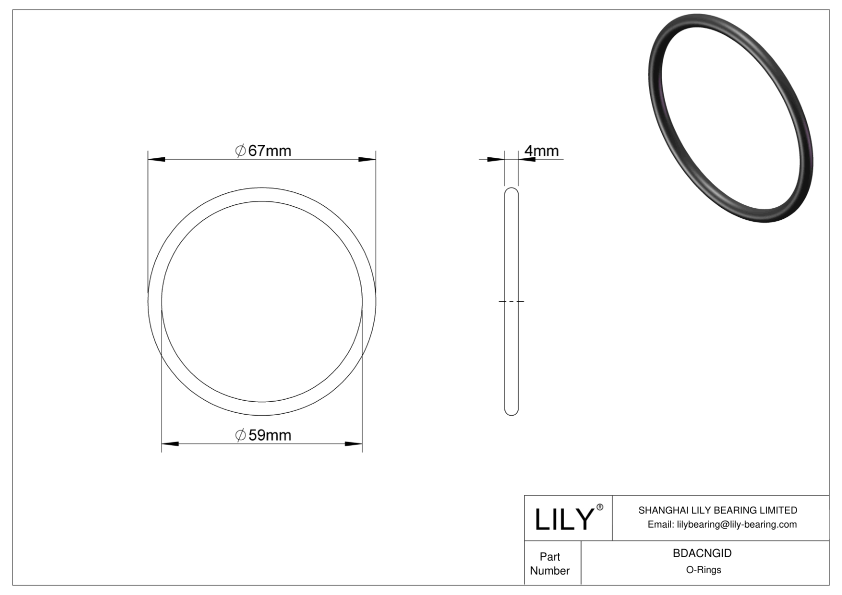 BDACNGID Oil Resistant O-Rings Round cad drawing