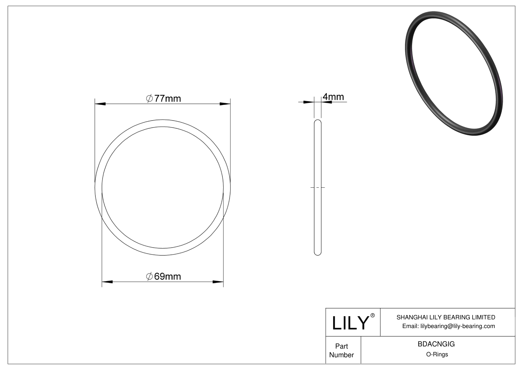 BDACNGIG Oil Resistant O-Rings Round cad drawing