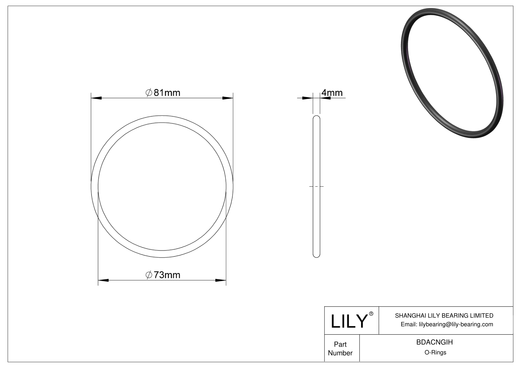 BDACNGIH Oil Resistant O-Rings Round cad drawing