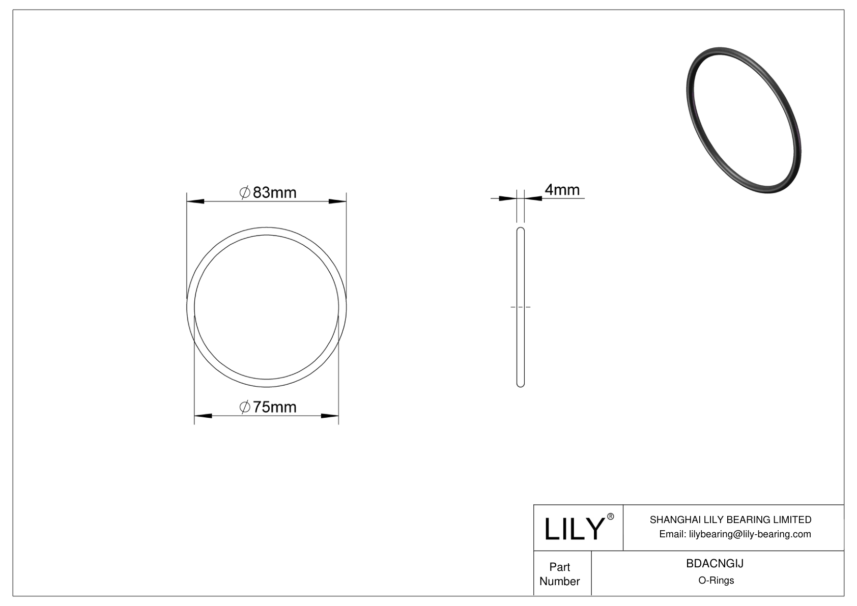 BDACNGIJ Oil Resistant O-Rings Round cad drawing