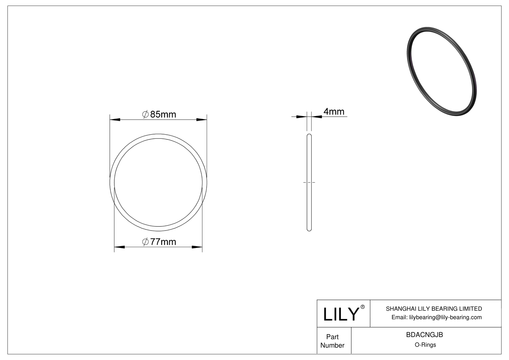 BDACNGJB Oil Resistant O-Rings Round cad drawing