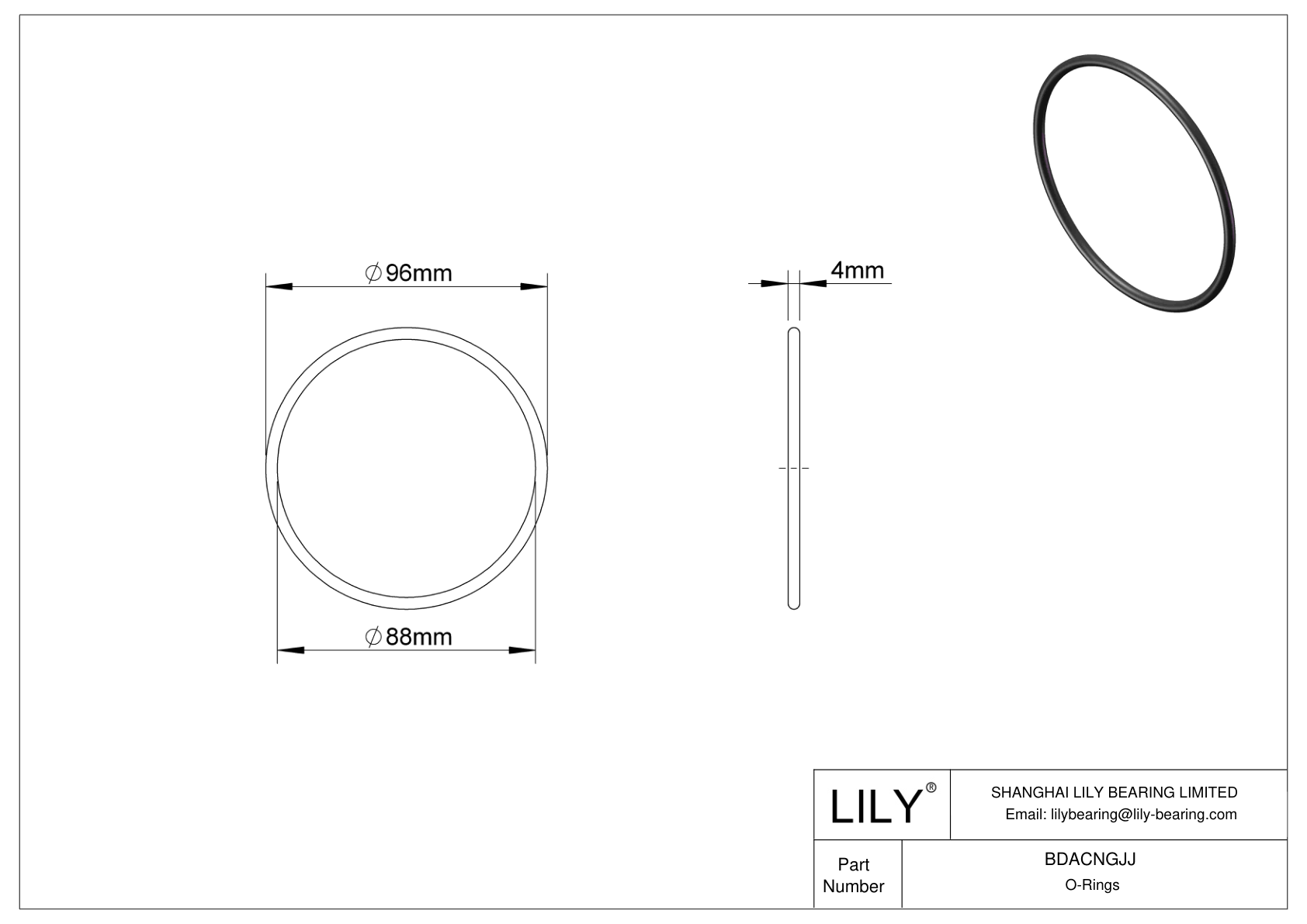 BDACNGJJ Juntas tóricas redondas resistentes al aceite cad drawing