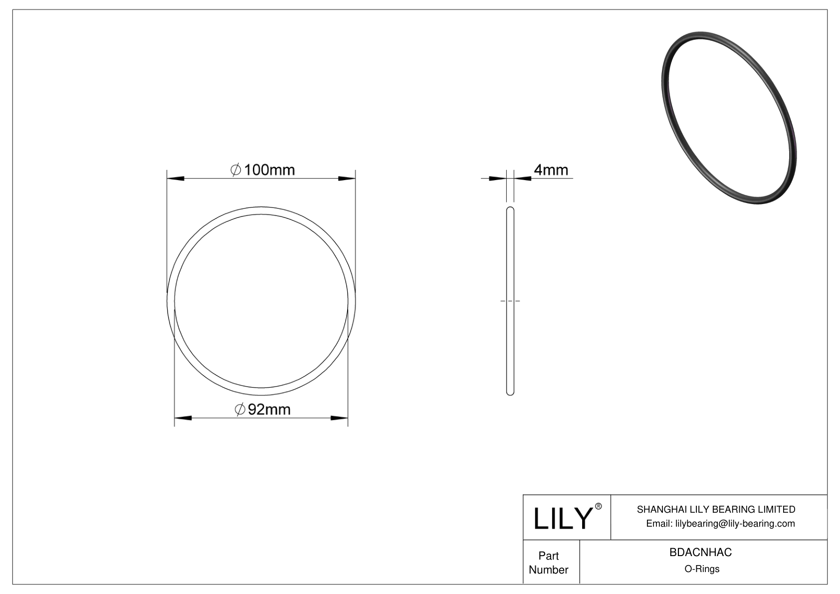 BDACNHAC Oil Resistant O-Rings Round cad drawing